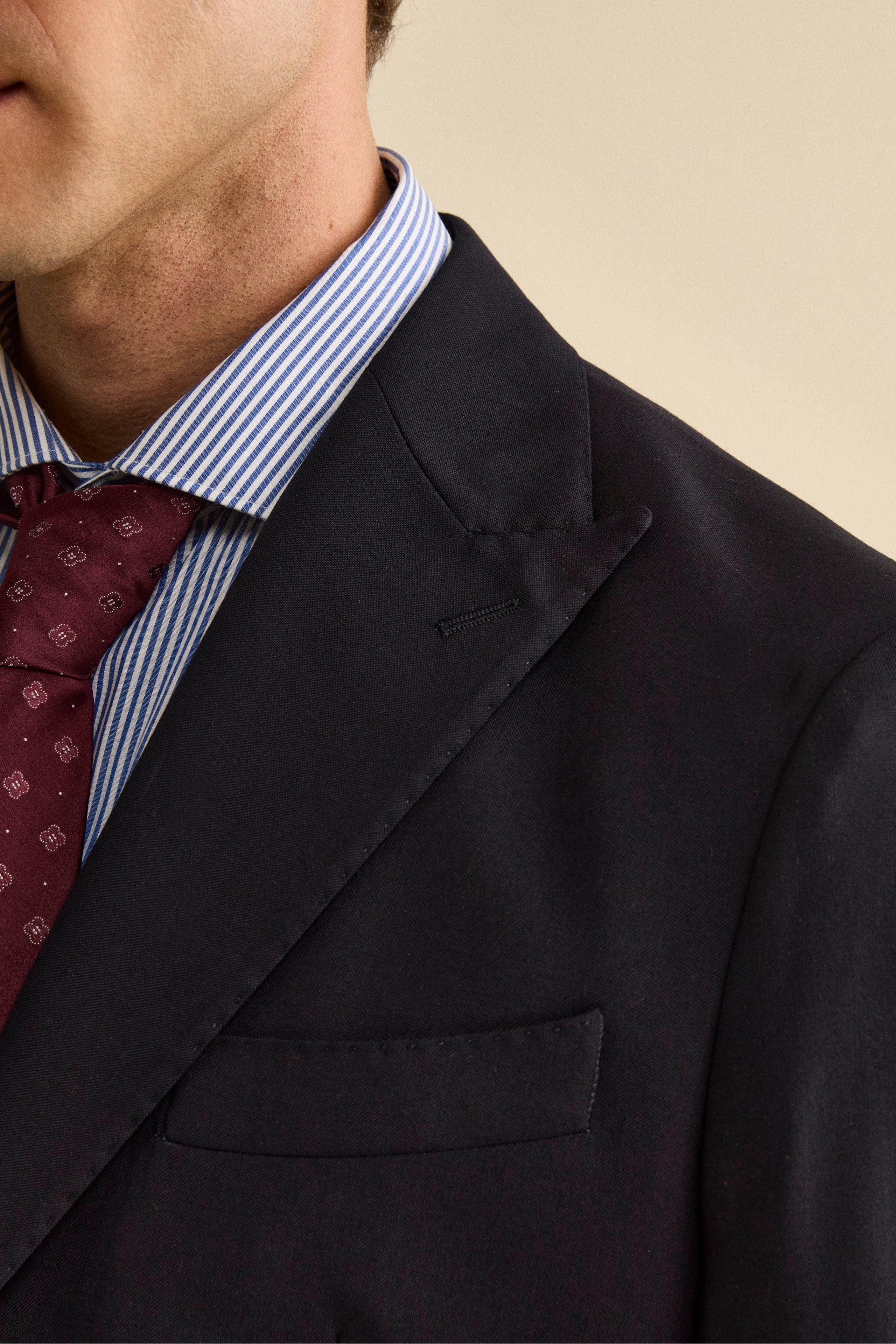 Virgin Wool Slim Fit Suit with Peak Lapel - Blue