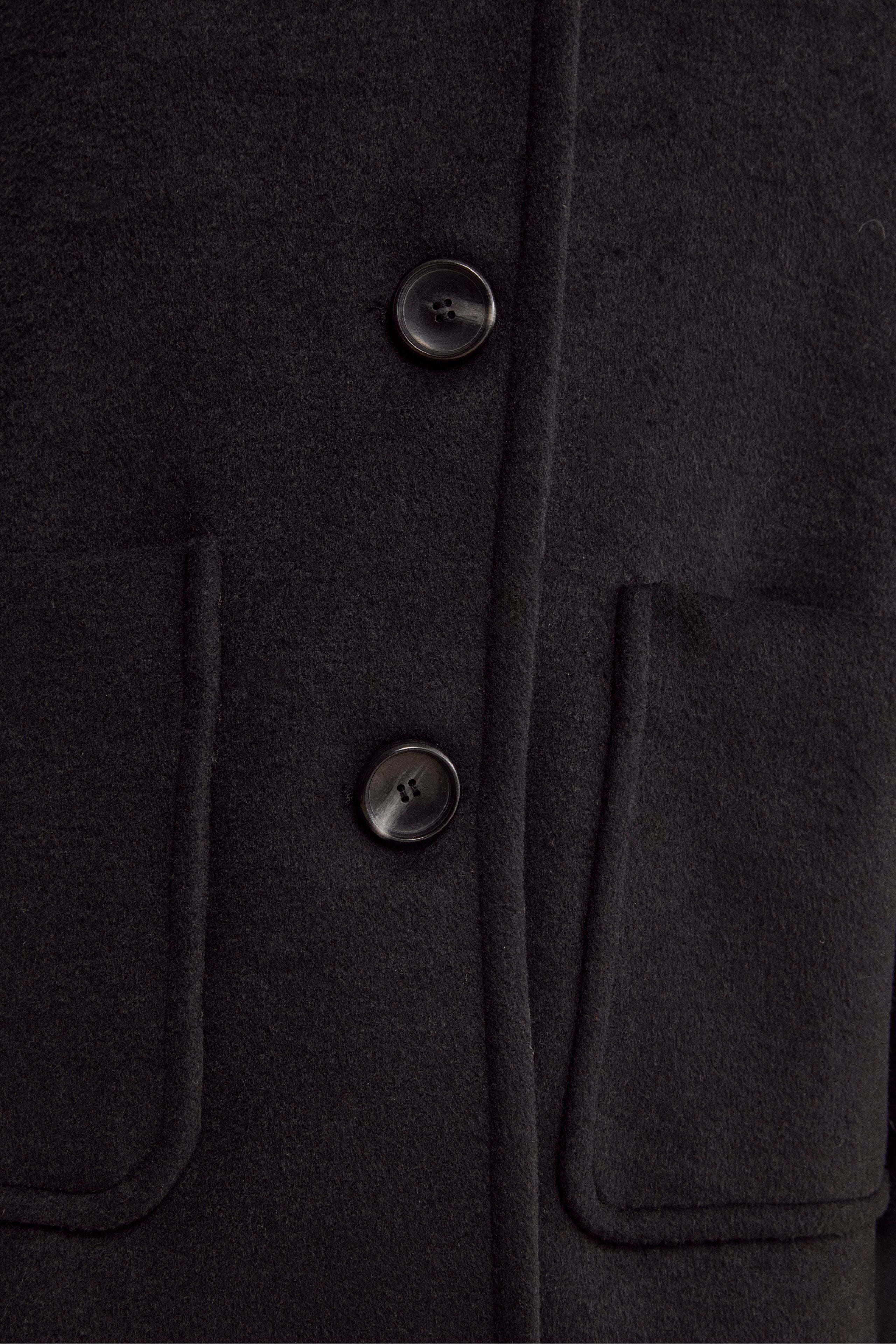 Short Lined Coat in Wool Blend - BLACK