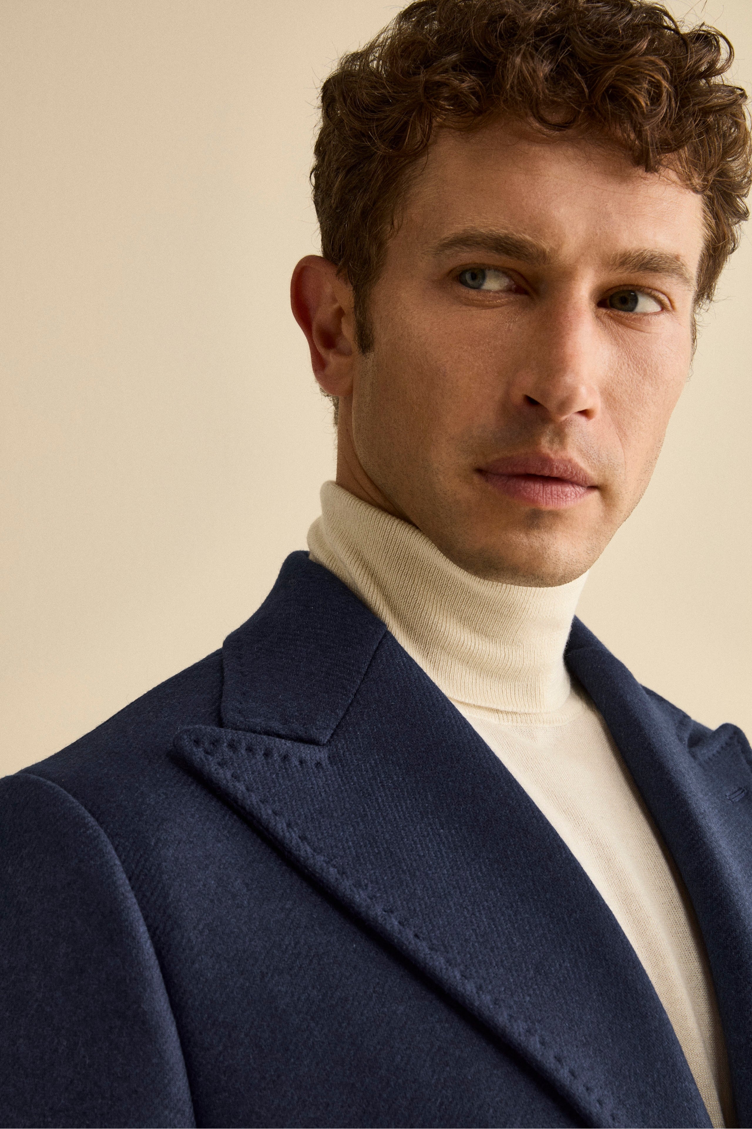 Twill Coat in Wool - BLUE