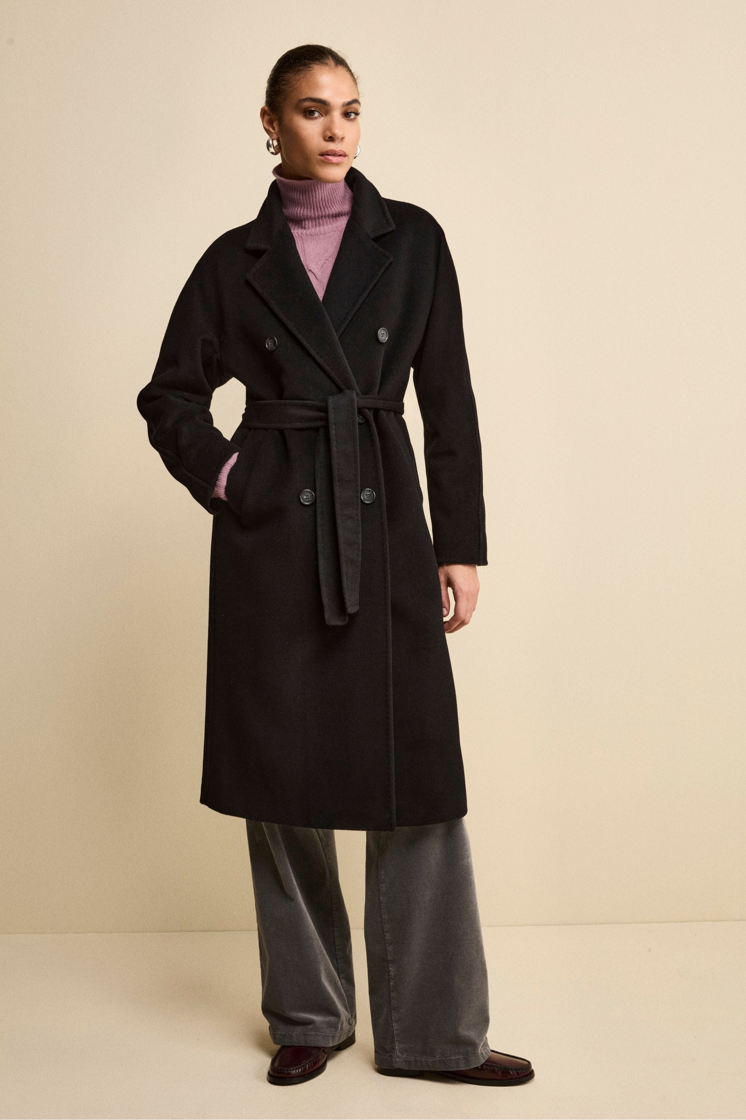 Weite Cordhose mit Schlag - GRAU