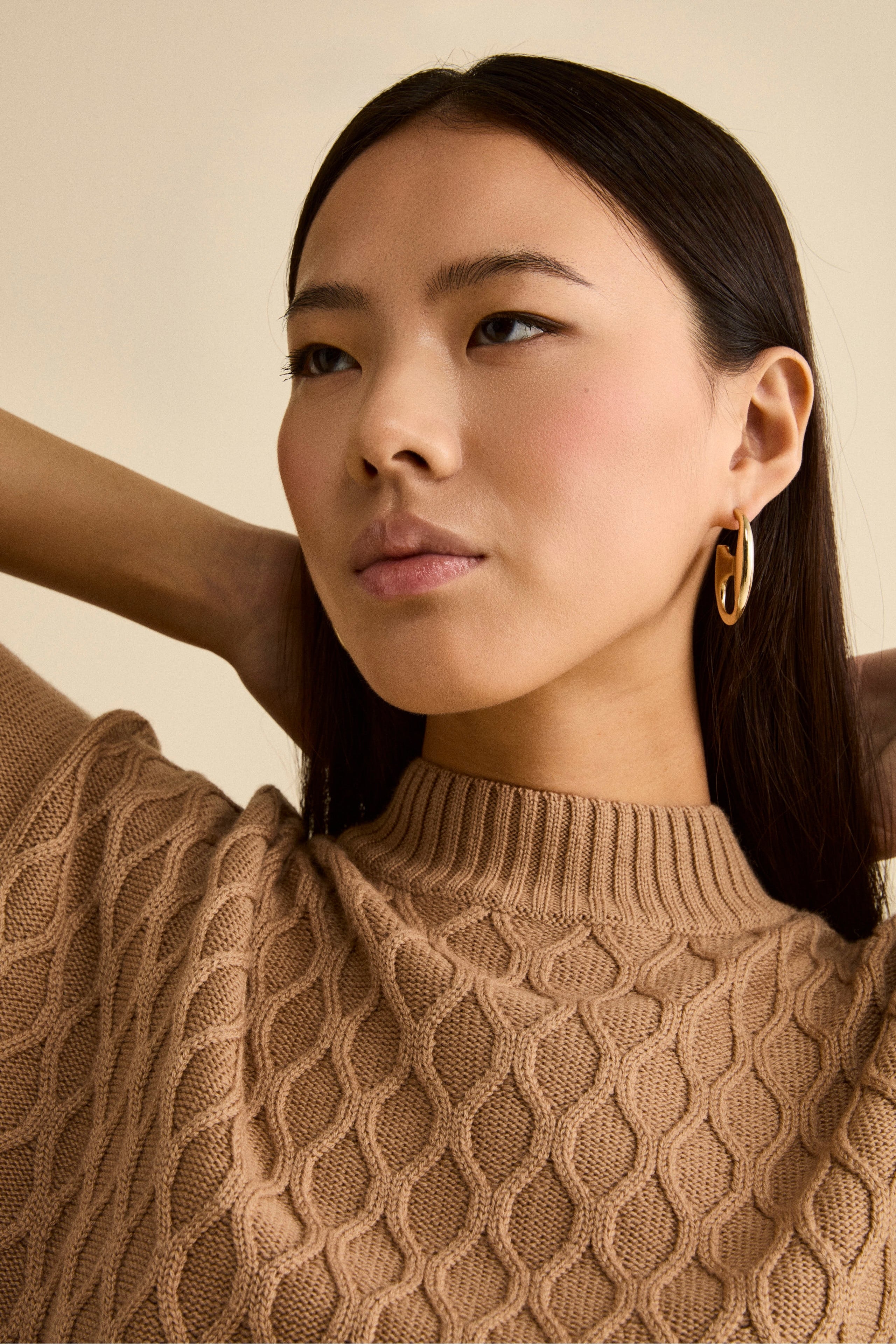 Short-Sleeve Crewneck in Merino Wool - Camel