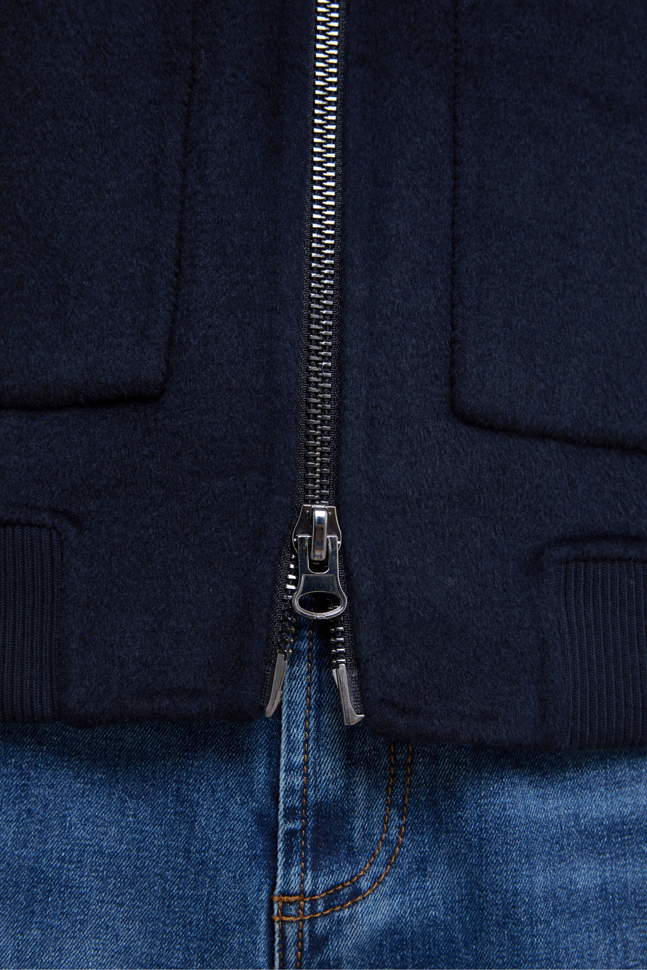 Bomber in Lana con Zip - NAVY