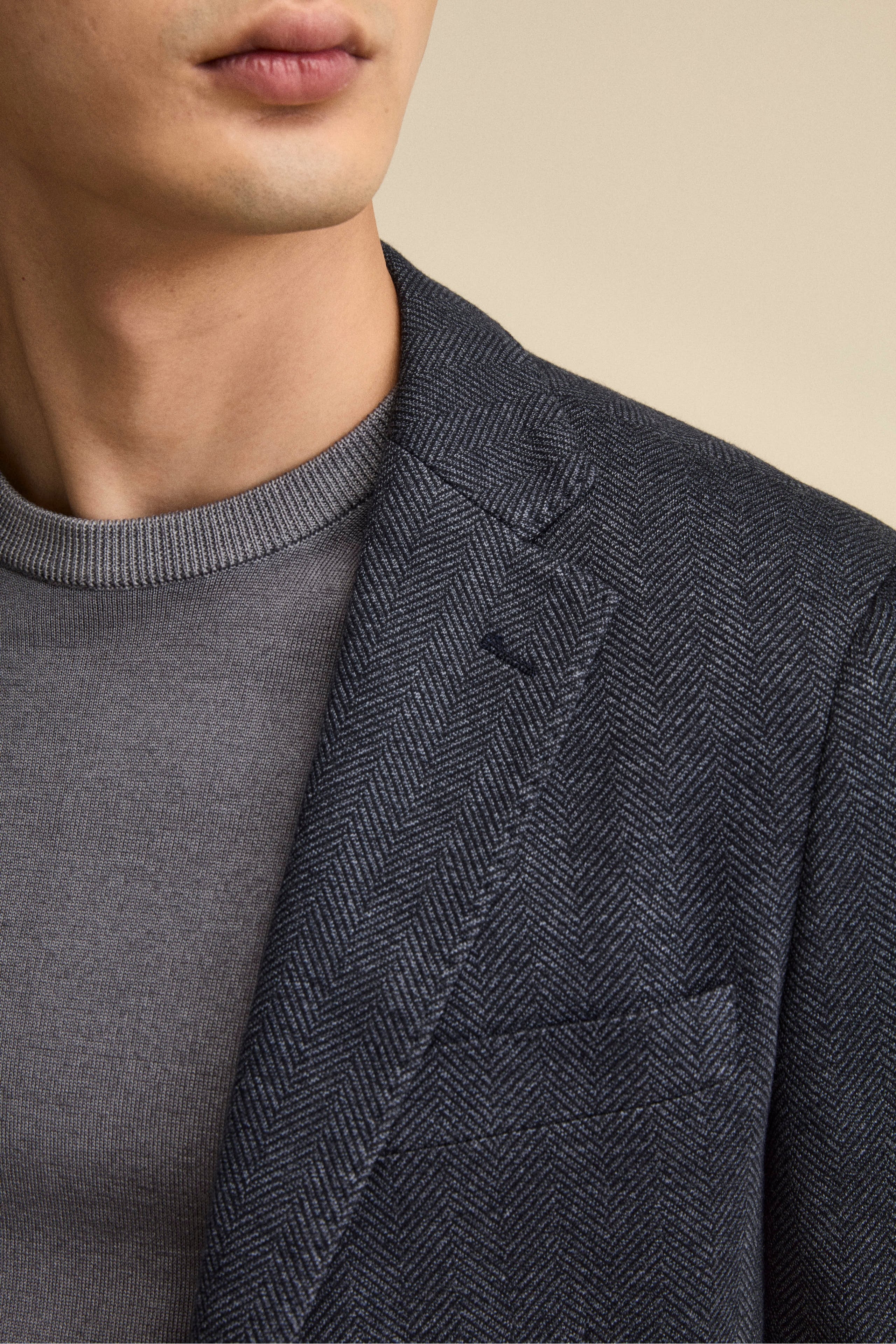 Single-Breasted Regular Fit Jacket with Notch Lapels - Navy blue