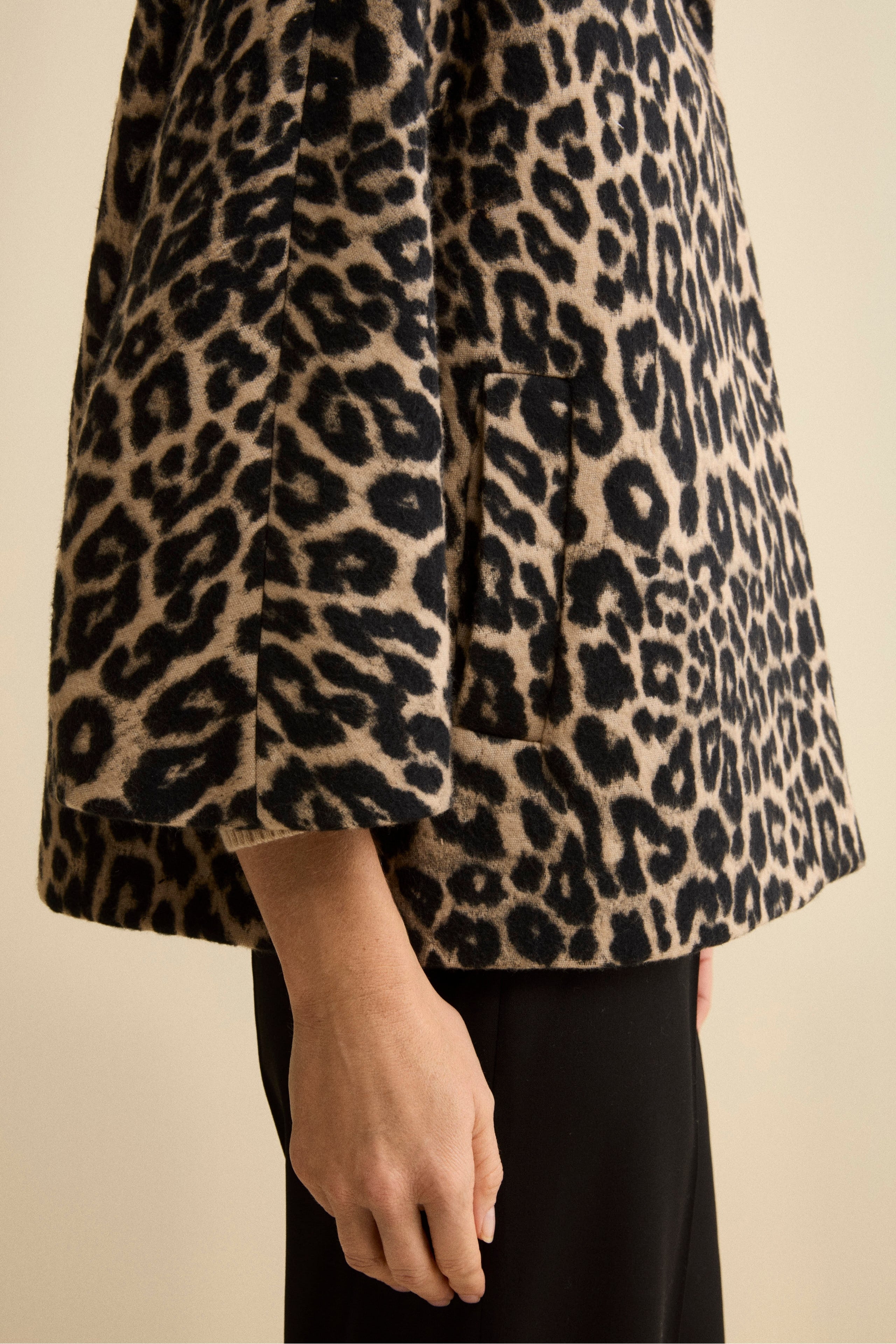 Short Flared Animal-Print Coat - -