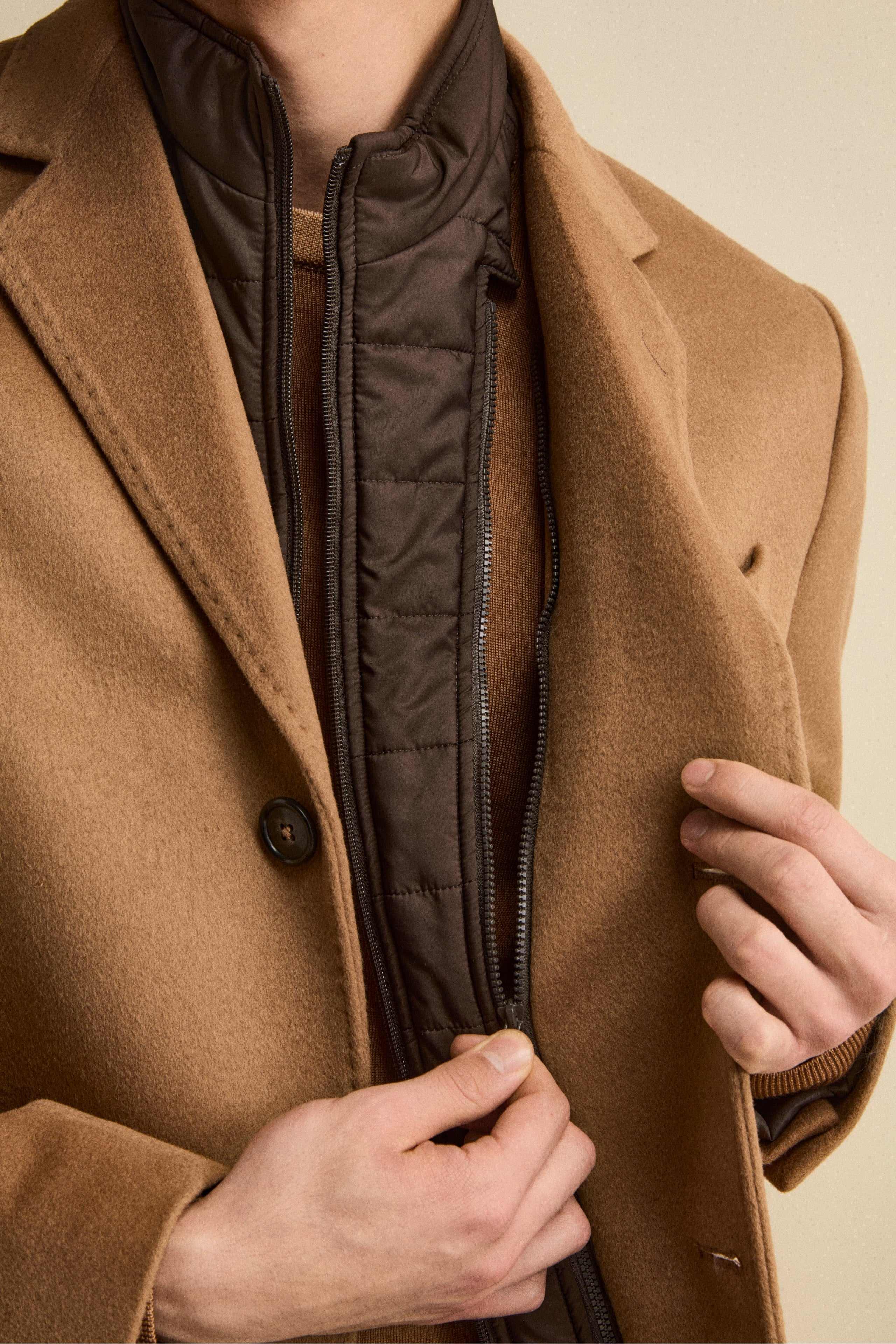 Wool and cashmere coat - CAMEL