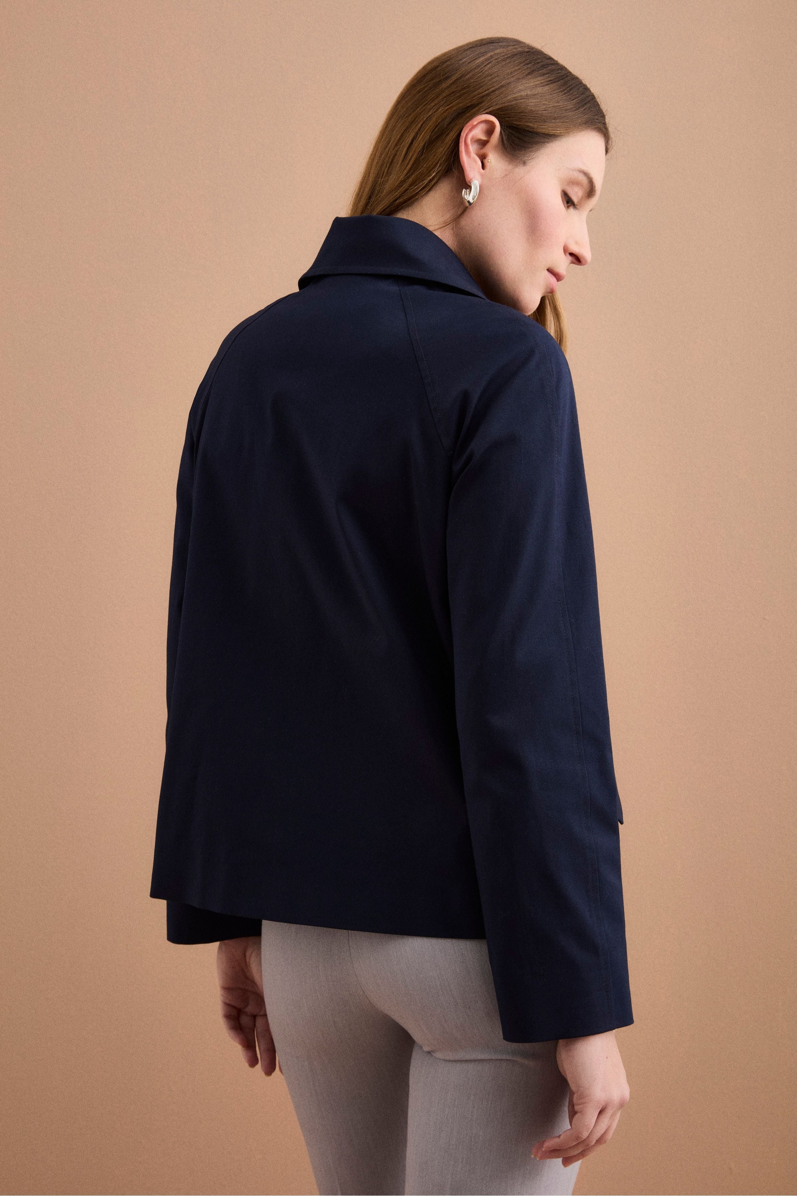 Trench Corto Doppiopetto in Cotone - BLU