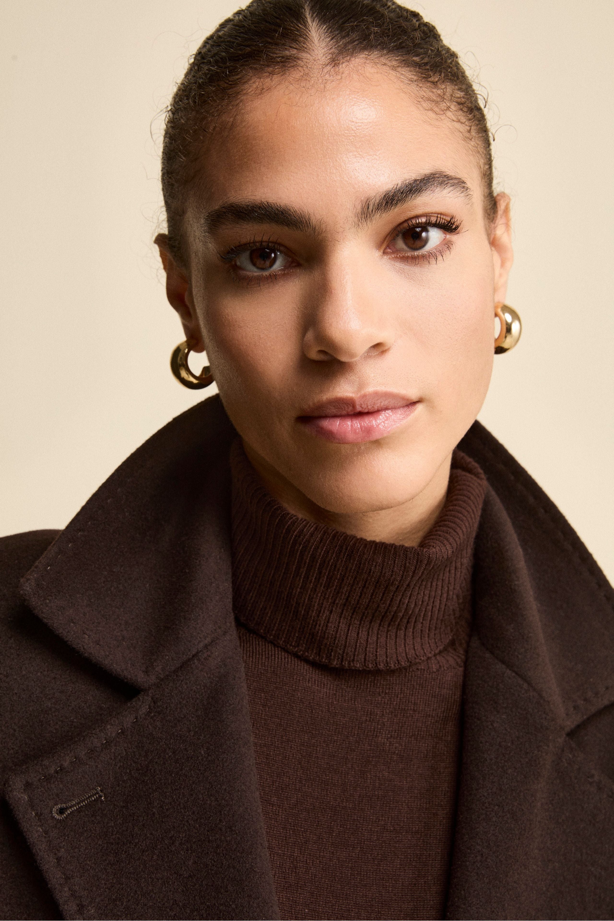 Long coat in wool and cashmere - Dark brown