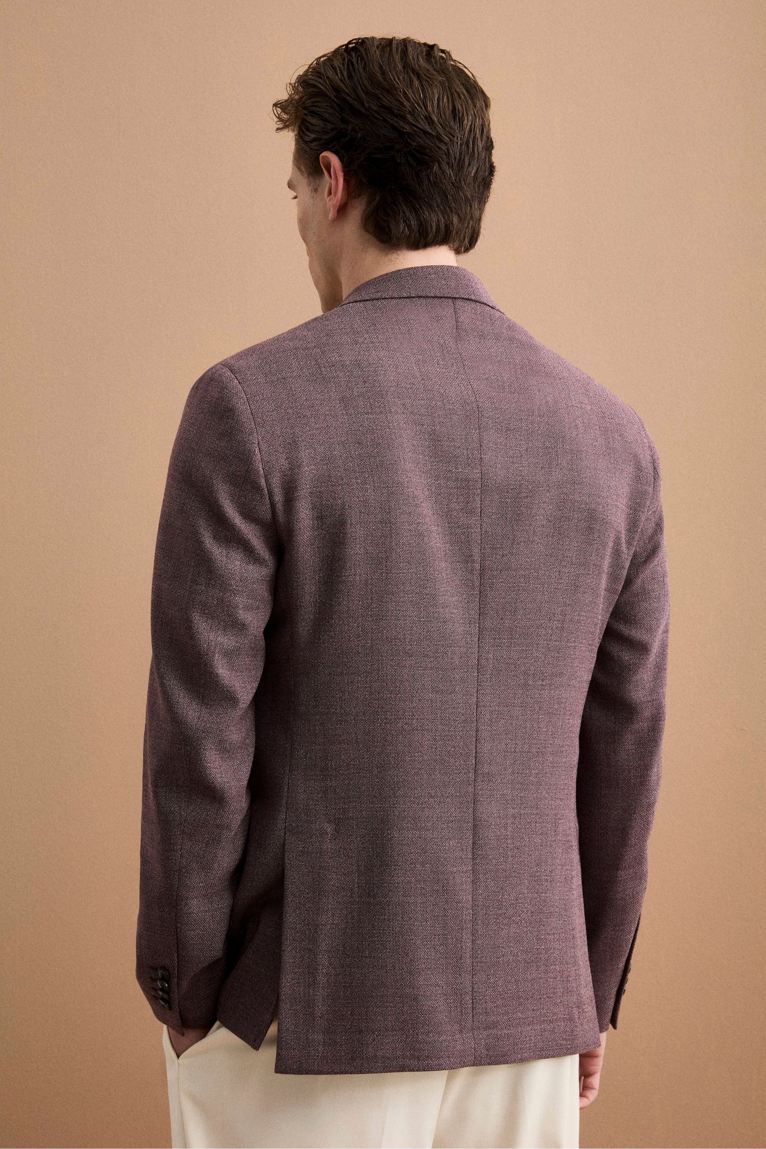 Slim-Fit-Jacke aus Schurwolle, Halbgefüttert - Mauve