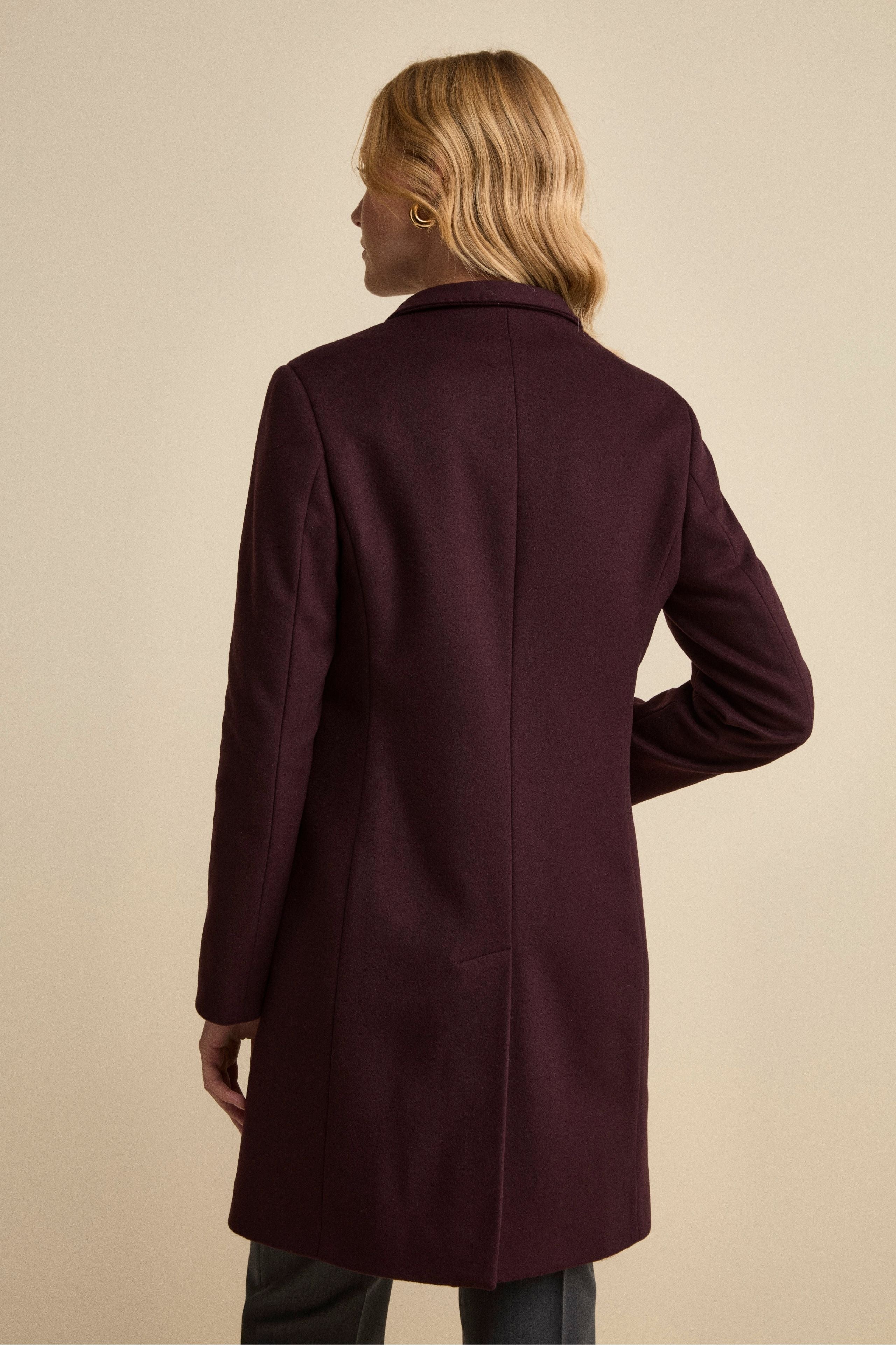 Fitted Midi Coat in Wool and Cashmere Blend - VIOLET