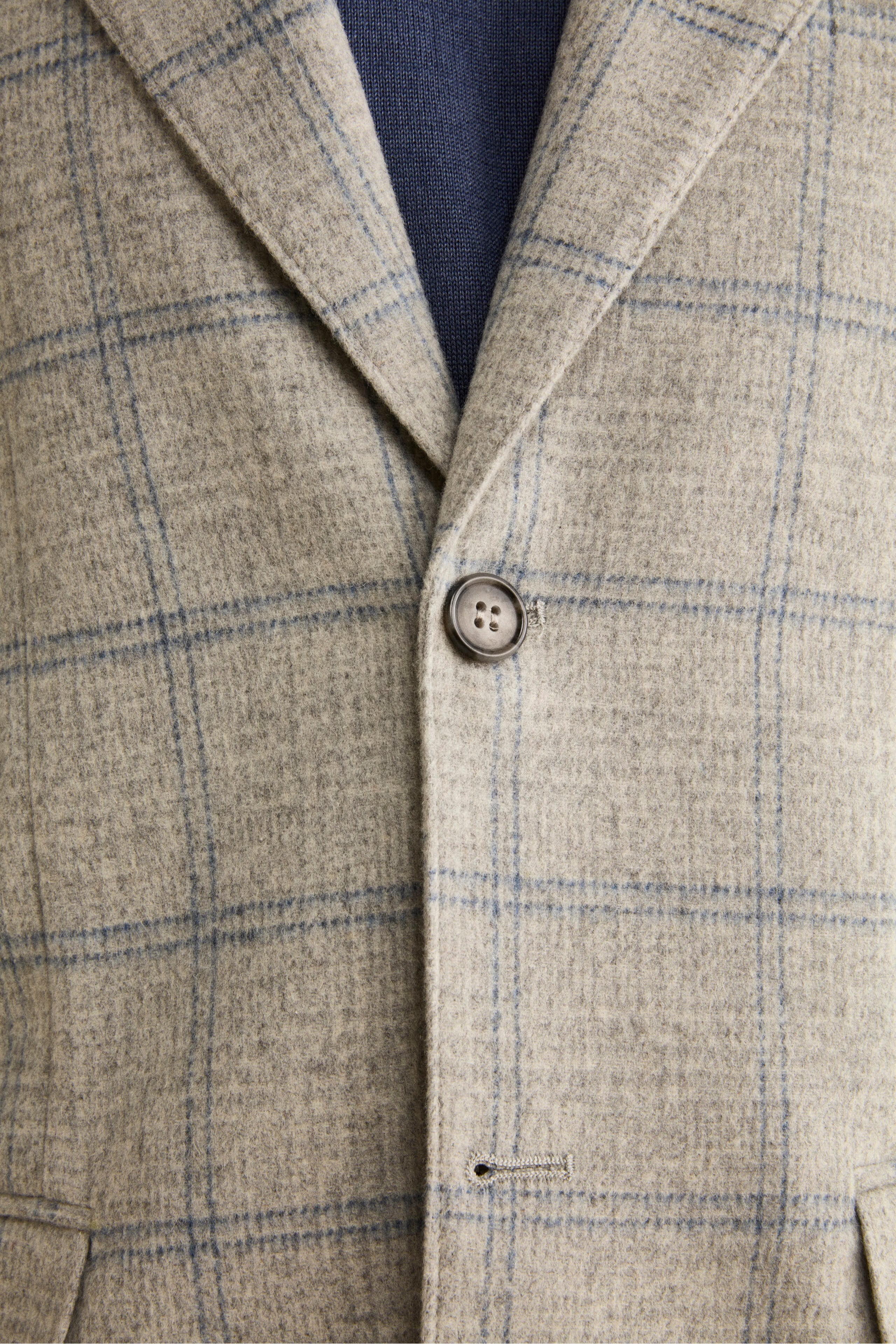 Unstructured Check Jacket in Wool Blend - PEARL