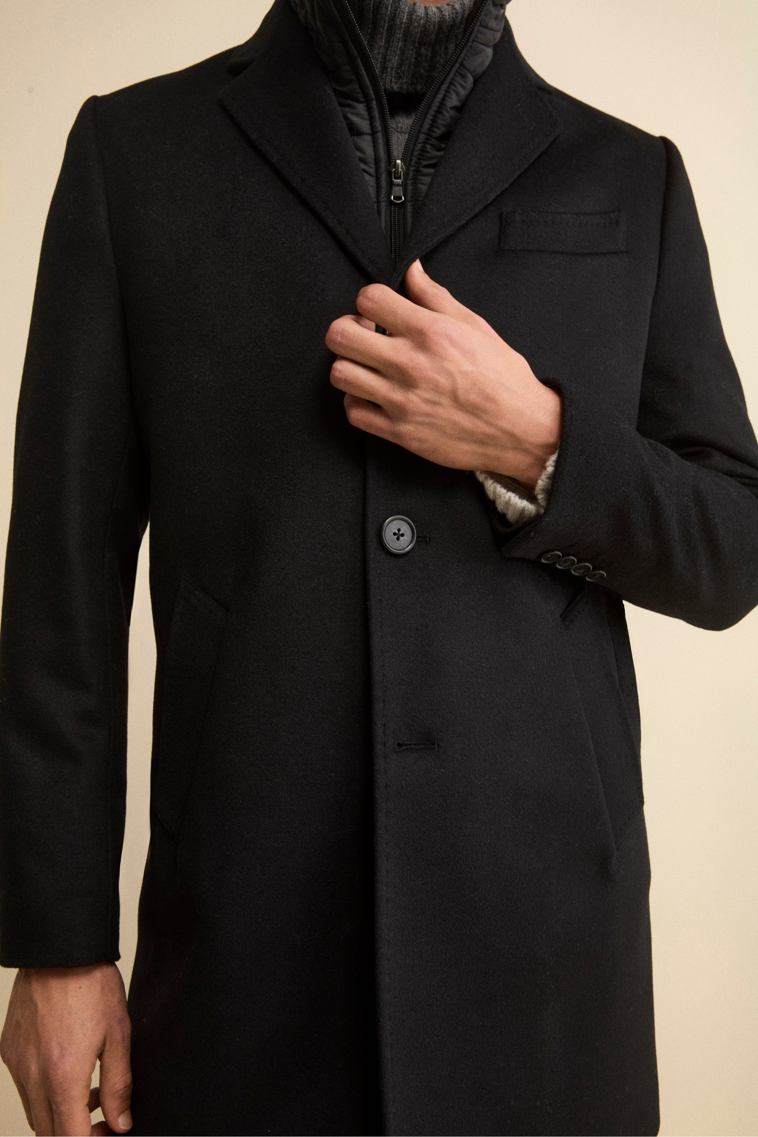 Wool and cashmere coat - BLACK