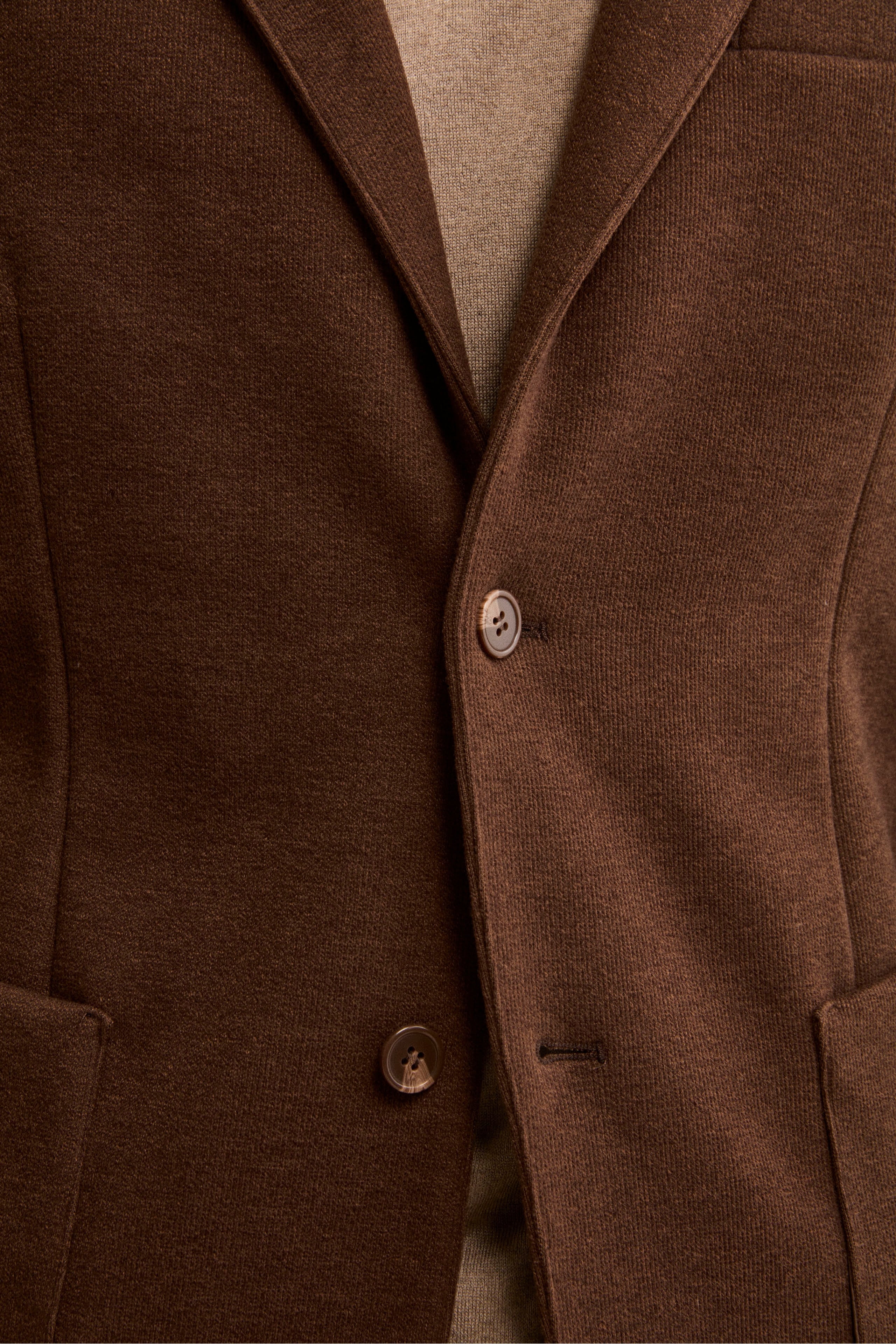 Unlined Single-Breasted Jersey Blazer - brown