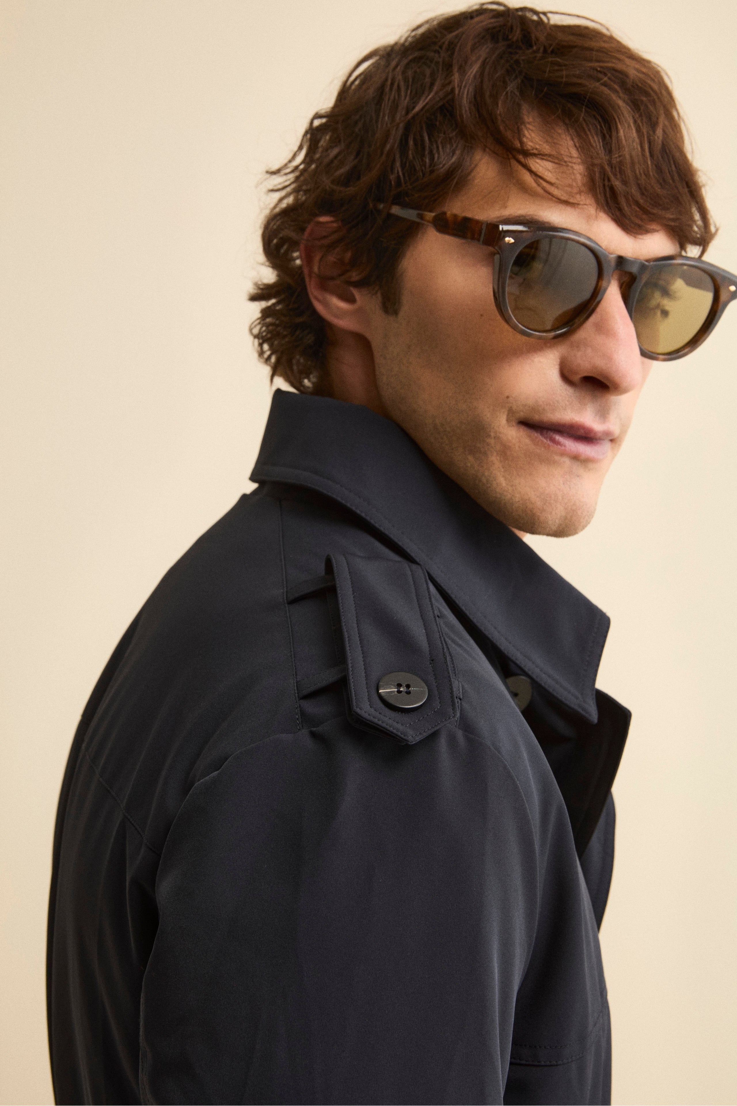 Imperméable Matelassé avec Ceinture - BLEU