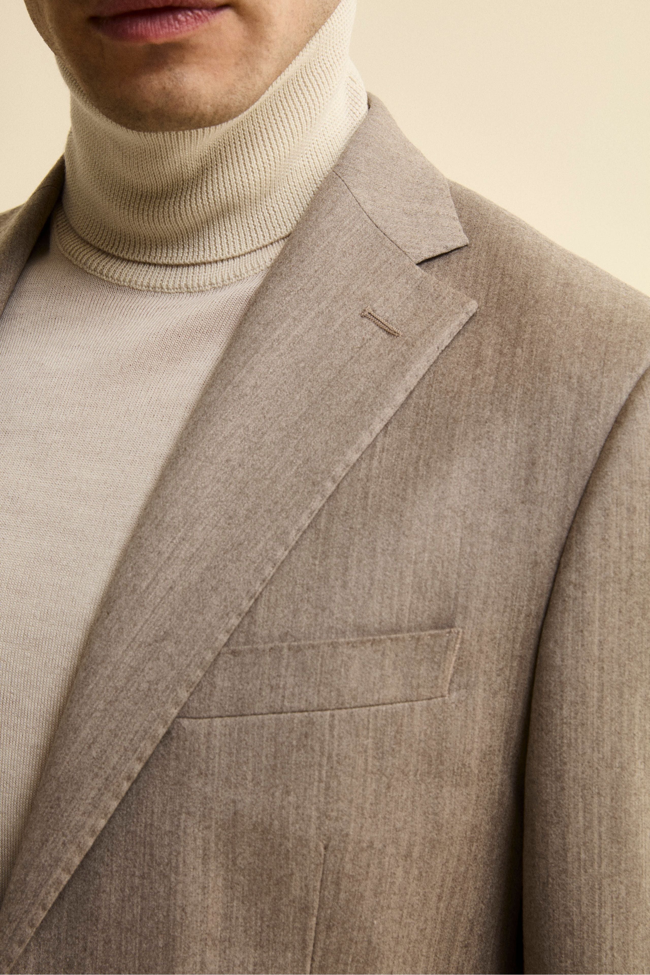 Slim Fit Lined Suit in Wool and Cashmere - gray