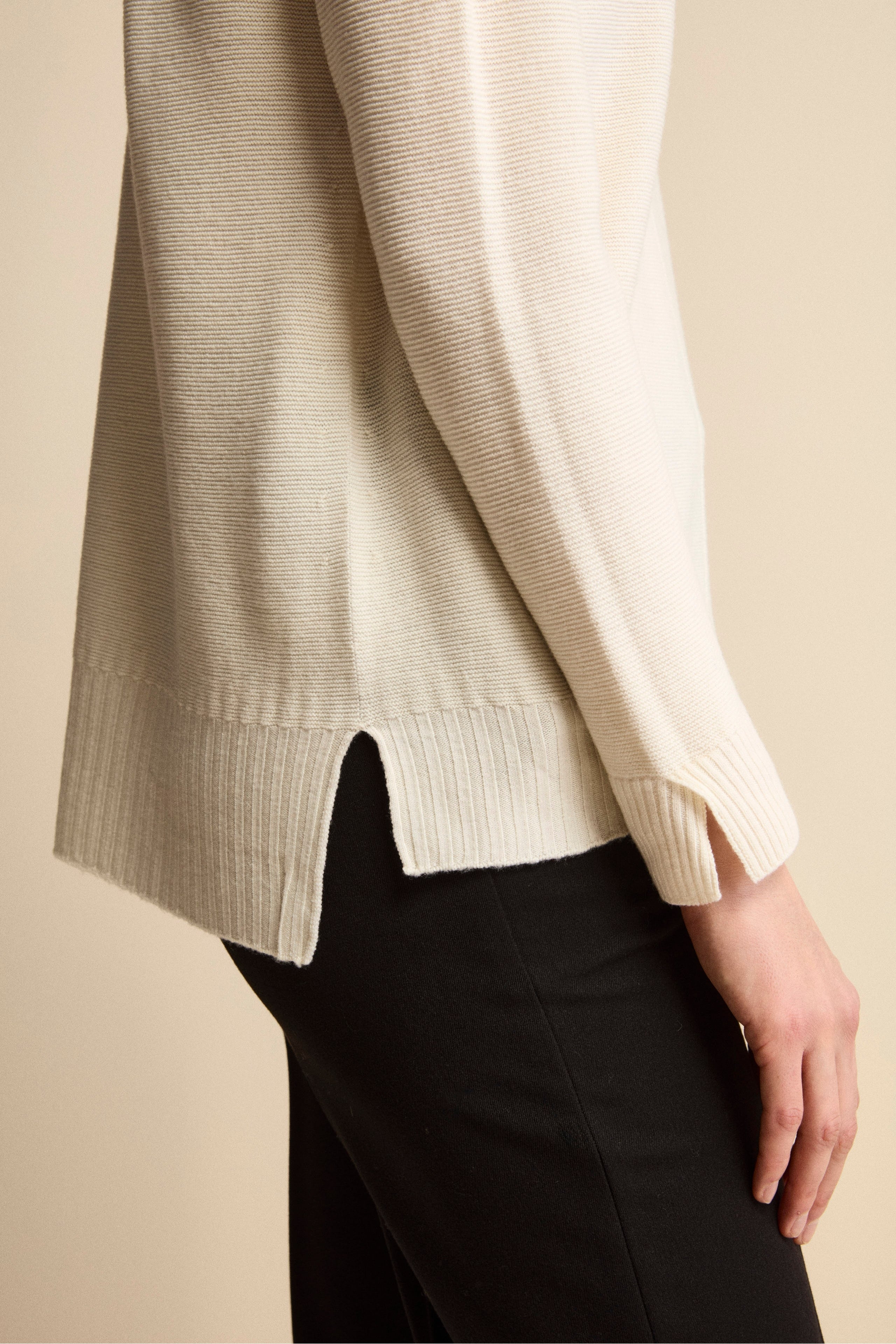 Links-Strick Rollkragenpullover aus Merinowolle - WEISS