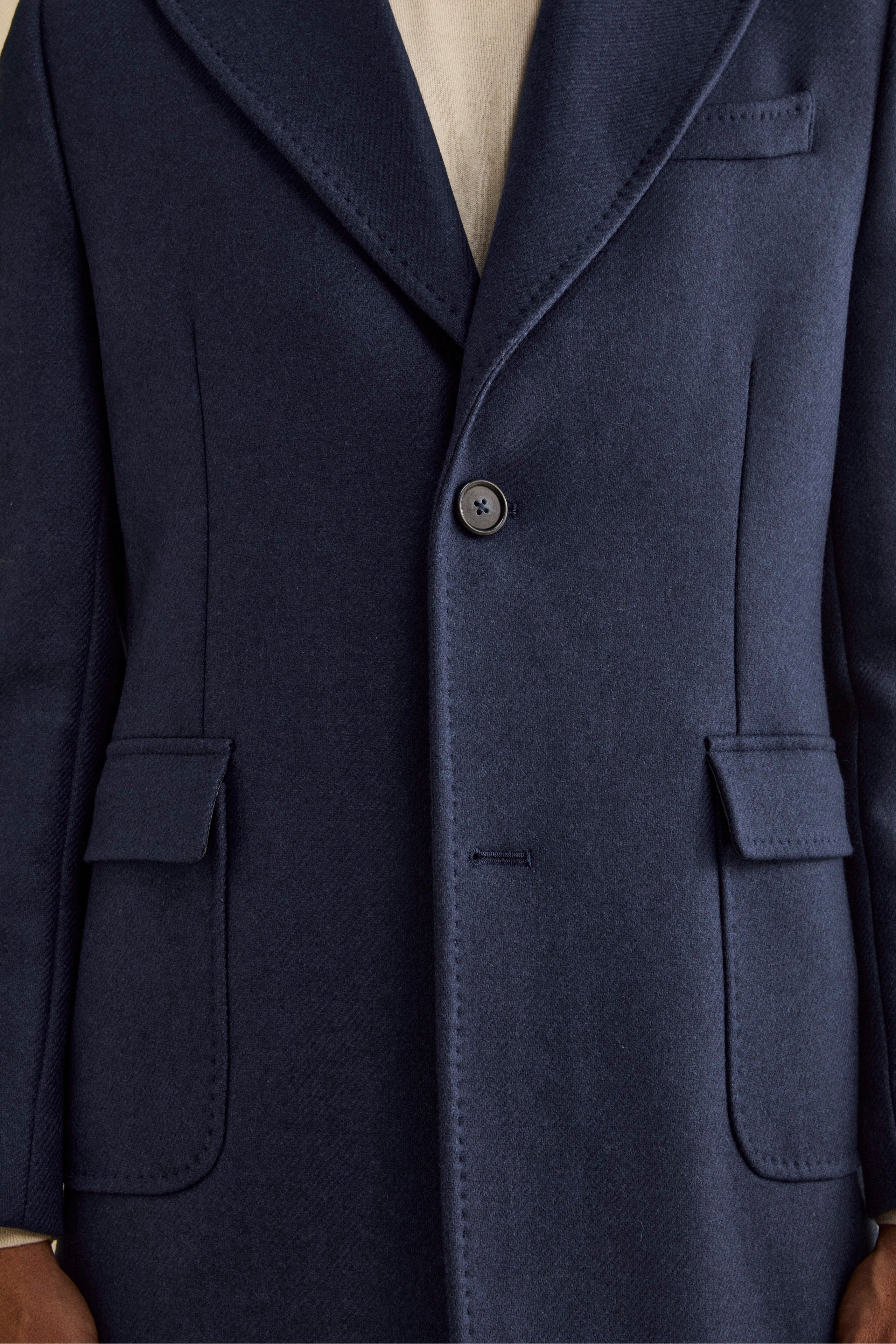 Twill Coat in Wool - BLUE