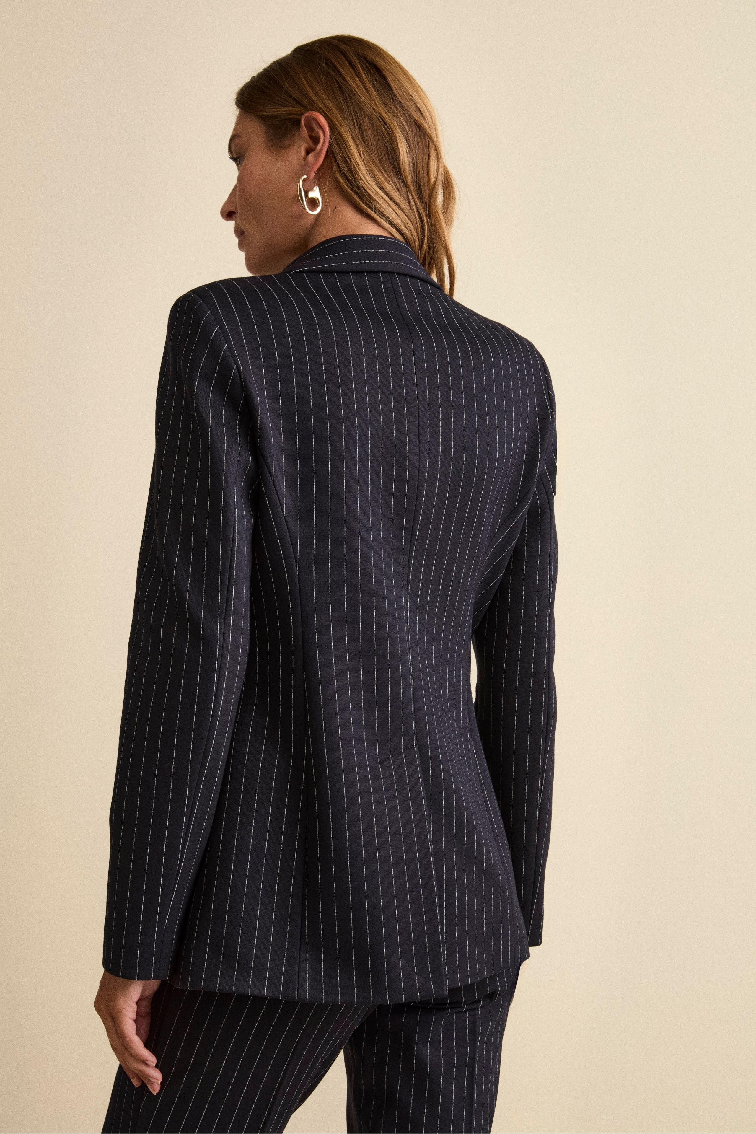 Gestreifter Doppelreiher-Anzug - Blauer Pinstrip