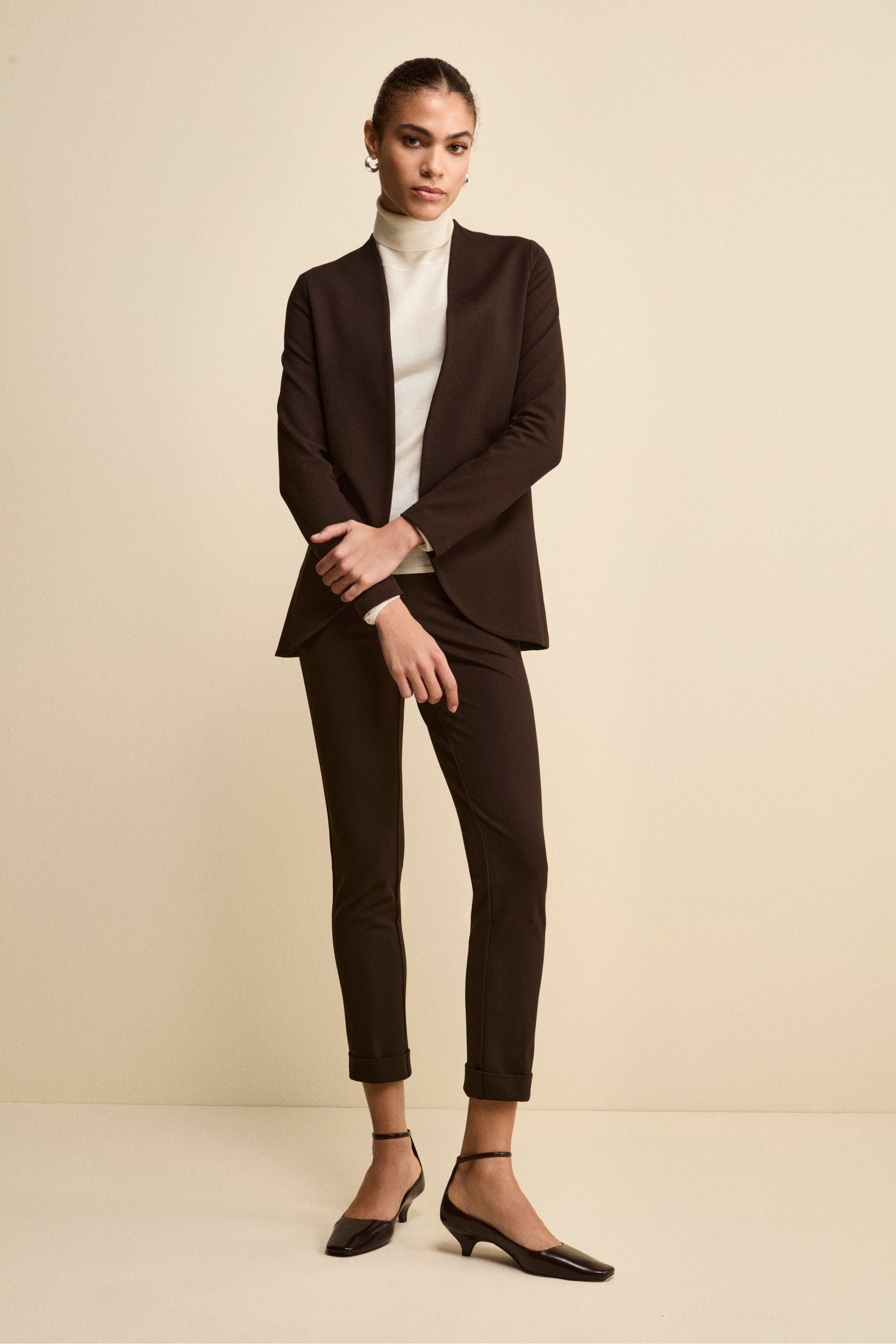 Stretch jersey trousers - Dark brown