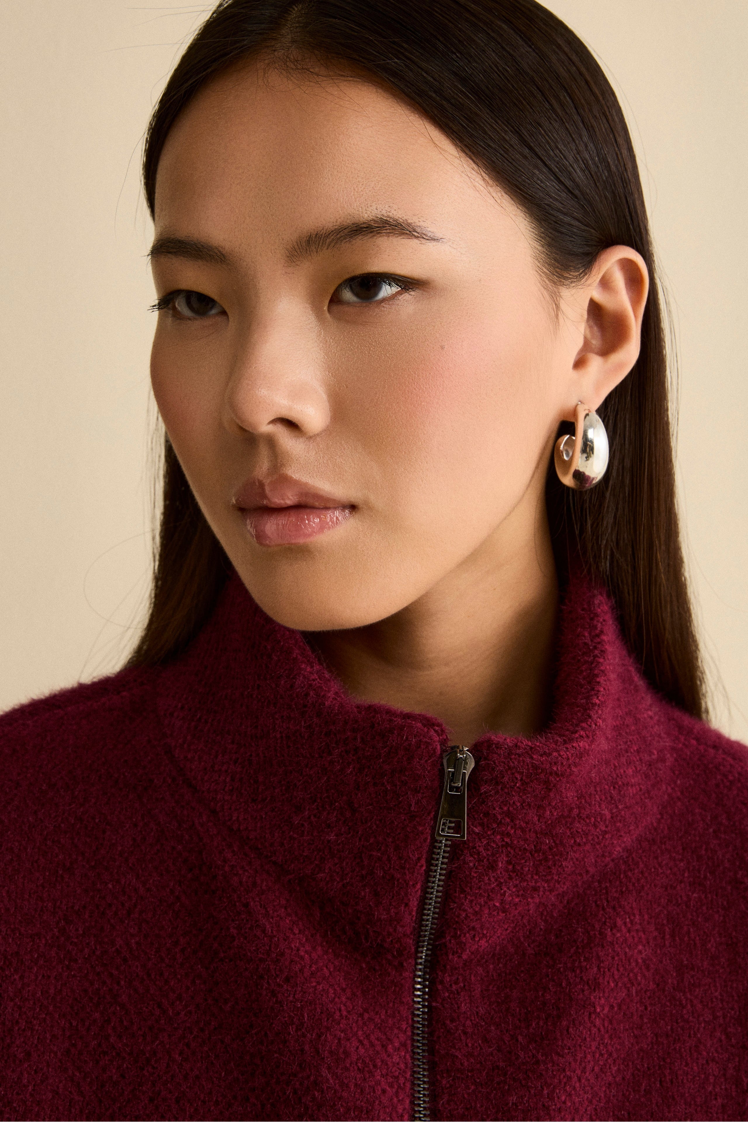 Lined Cape with Zip - Burgundy