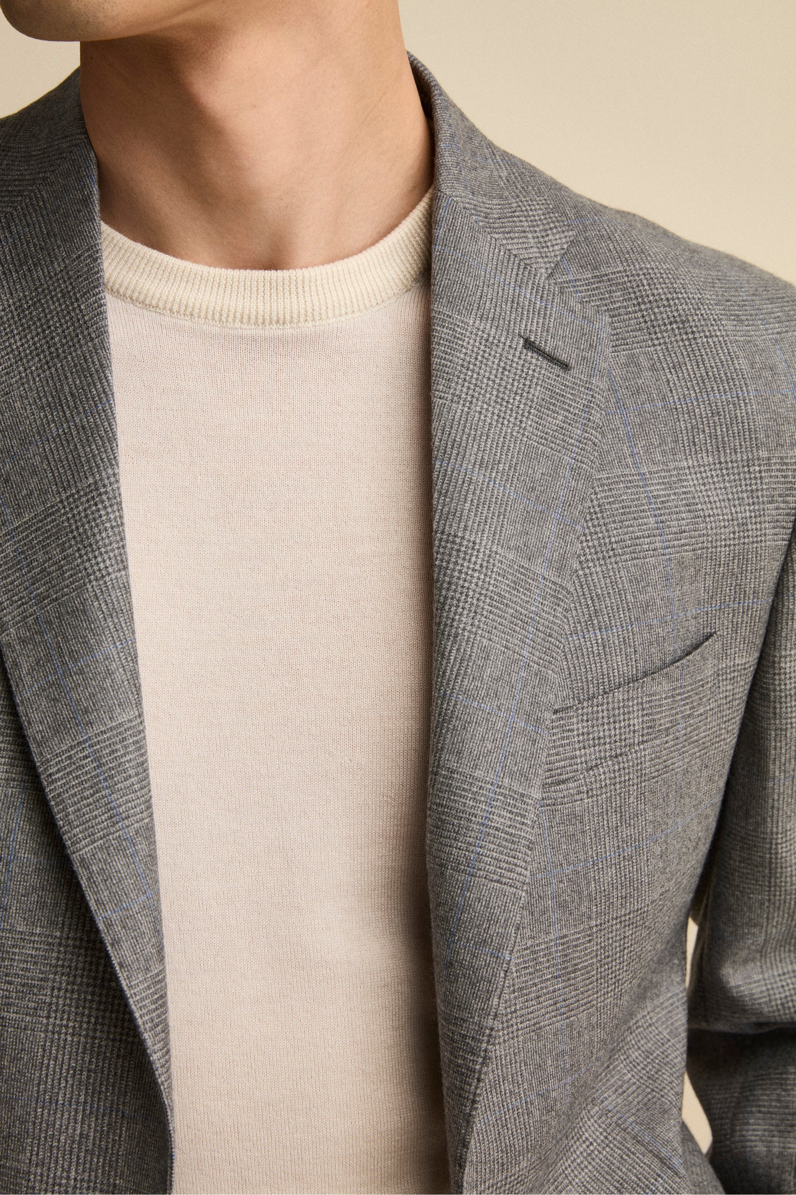 Checked Single-Breasted Virgin Wool Suit Regular Fit - Grey Glen plaid