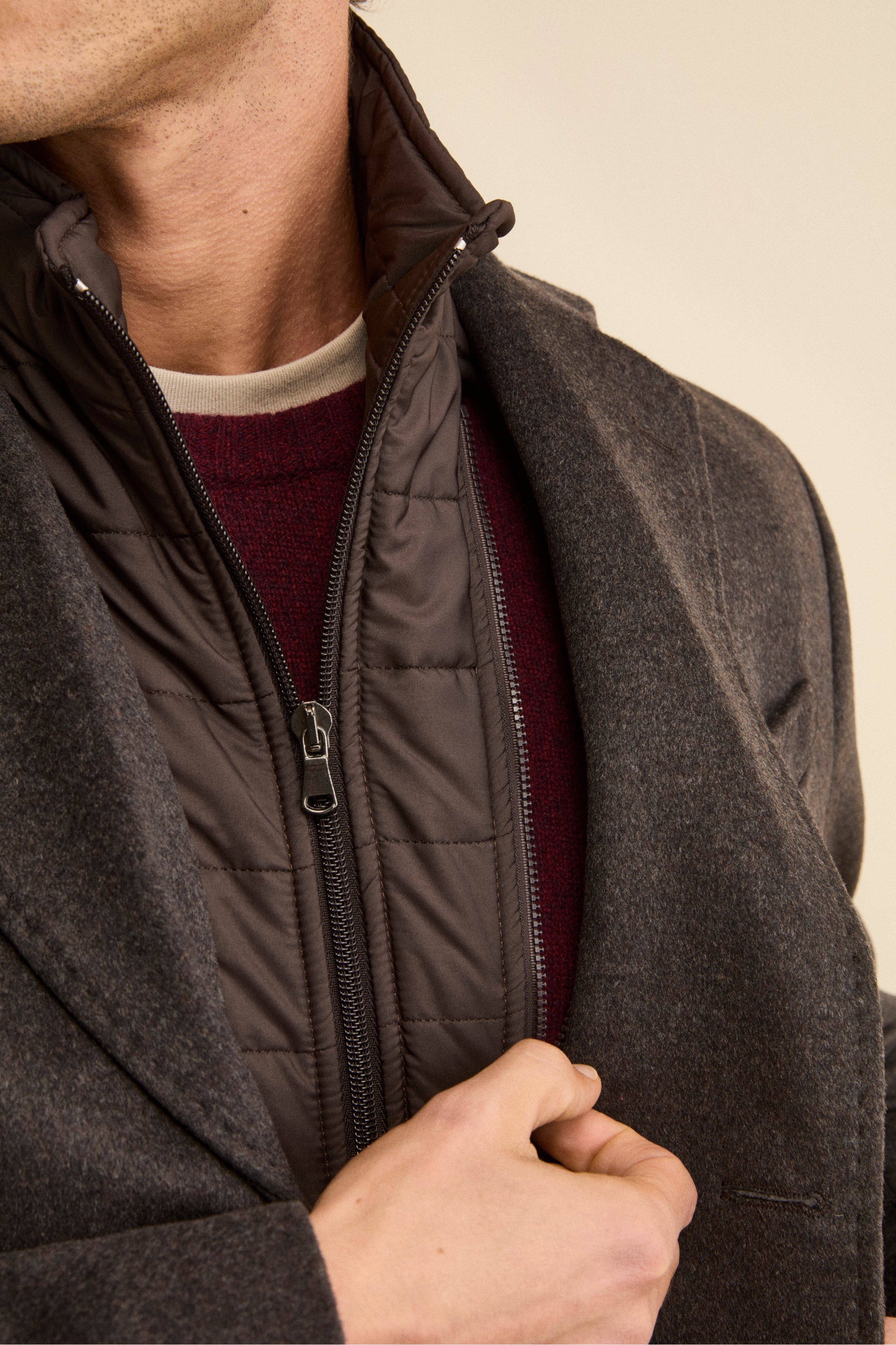 Wool and cashmere coat - brown