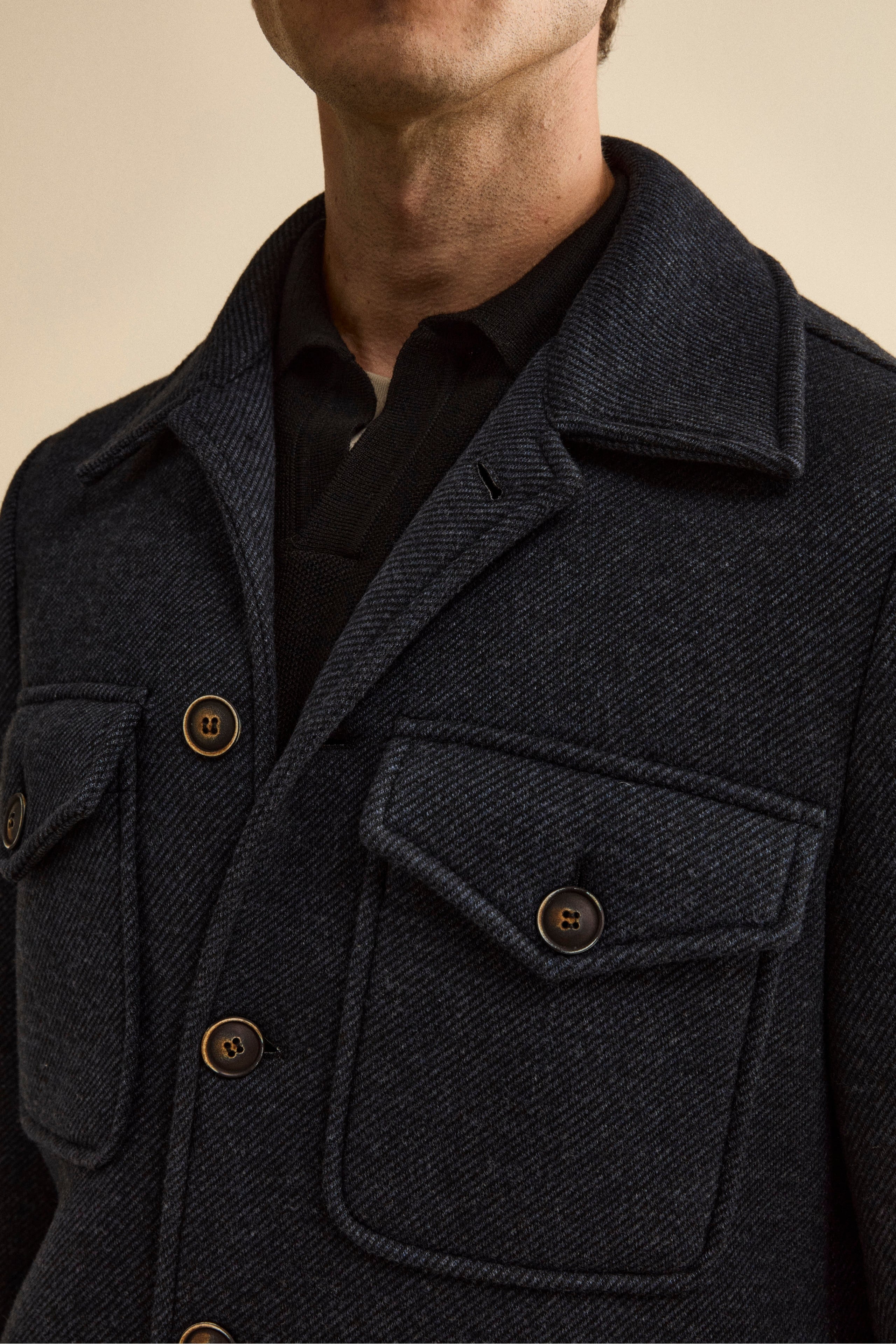 Worker Jacket in Prince of Wales Check - BLUE/BLACK PATTERN