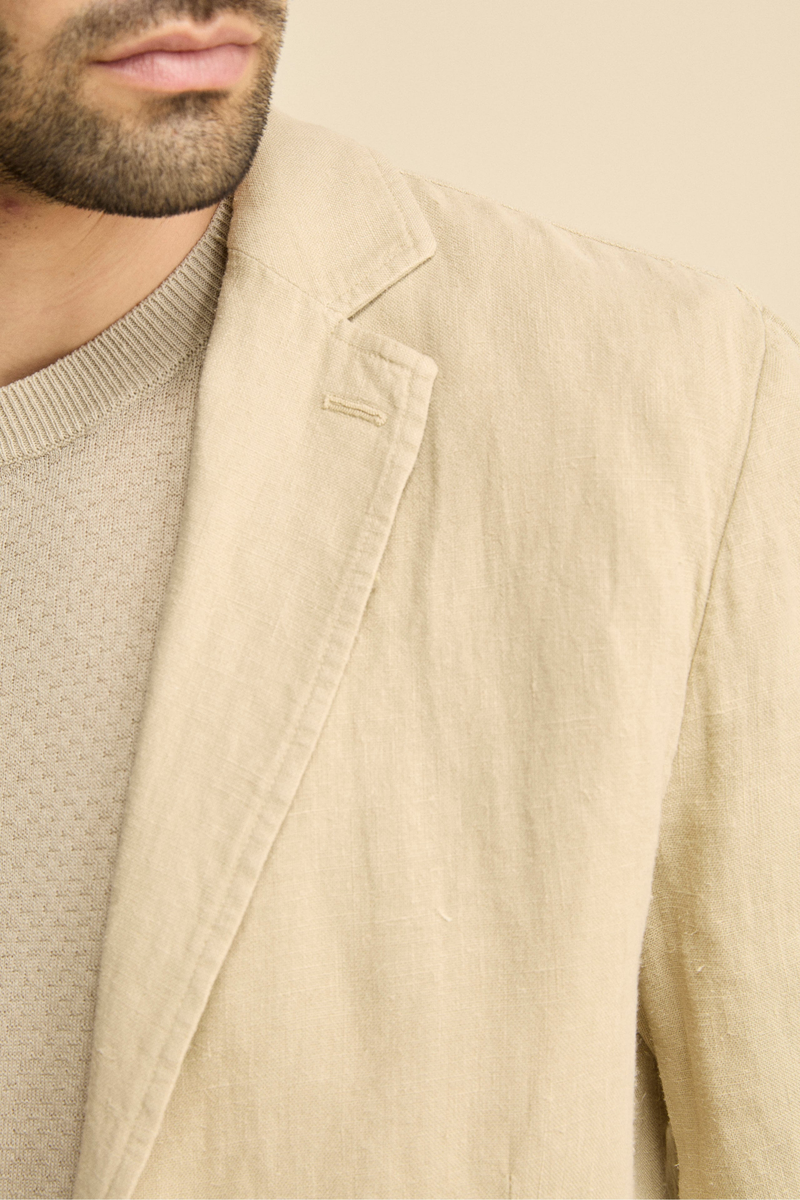 Giacca Beige in Lino - BEIGE