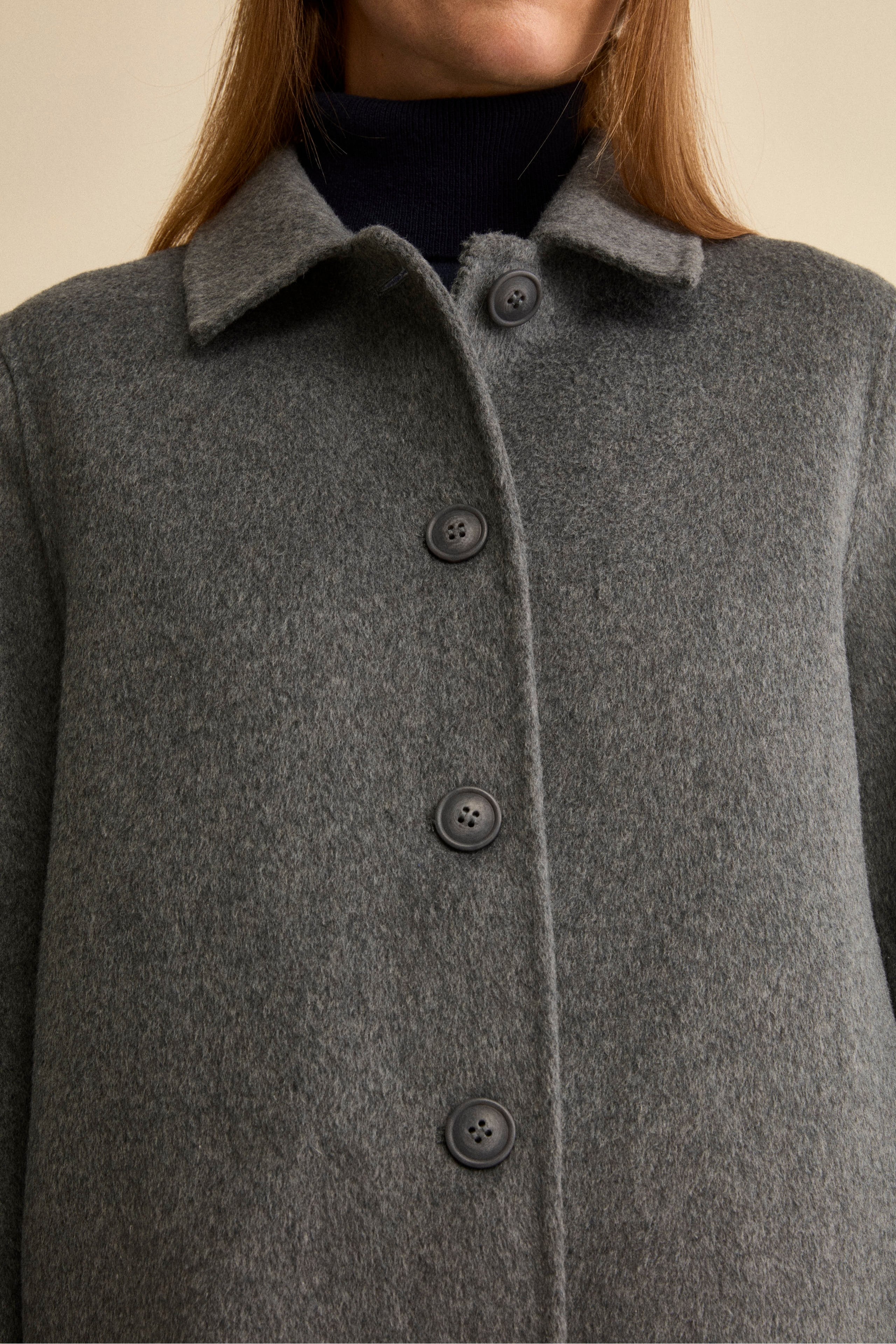 Short Unlined Wool-Blend Coat - GREY