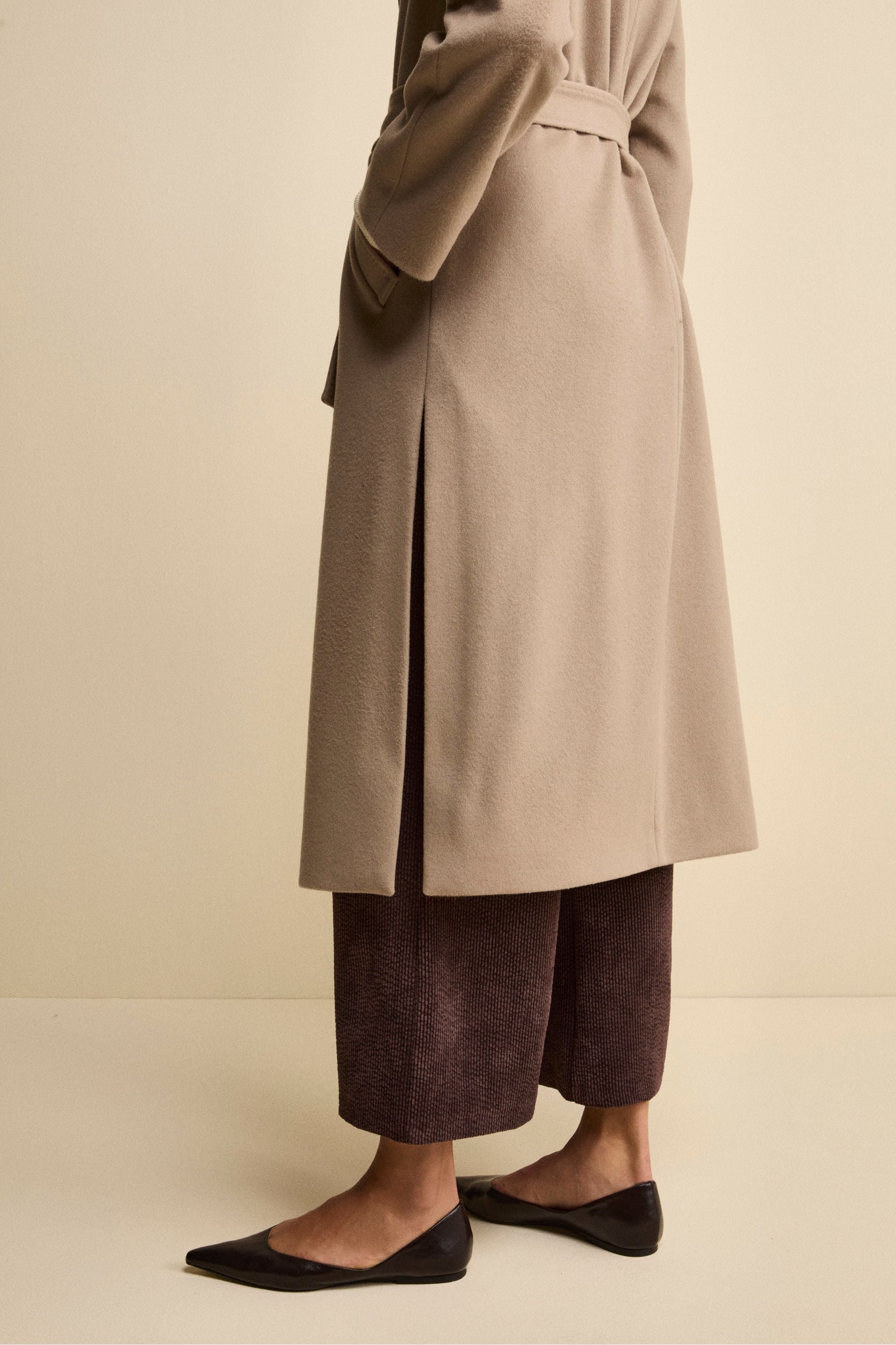Long coat in wool and cashmere - Brown