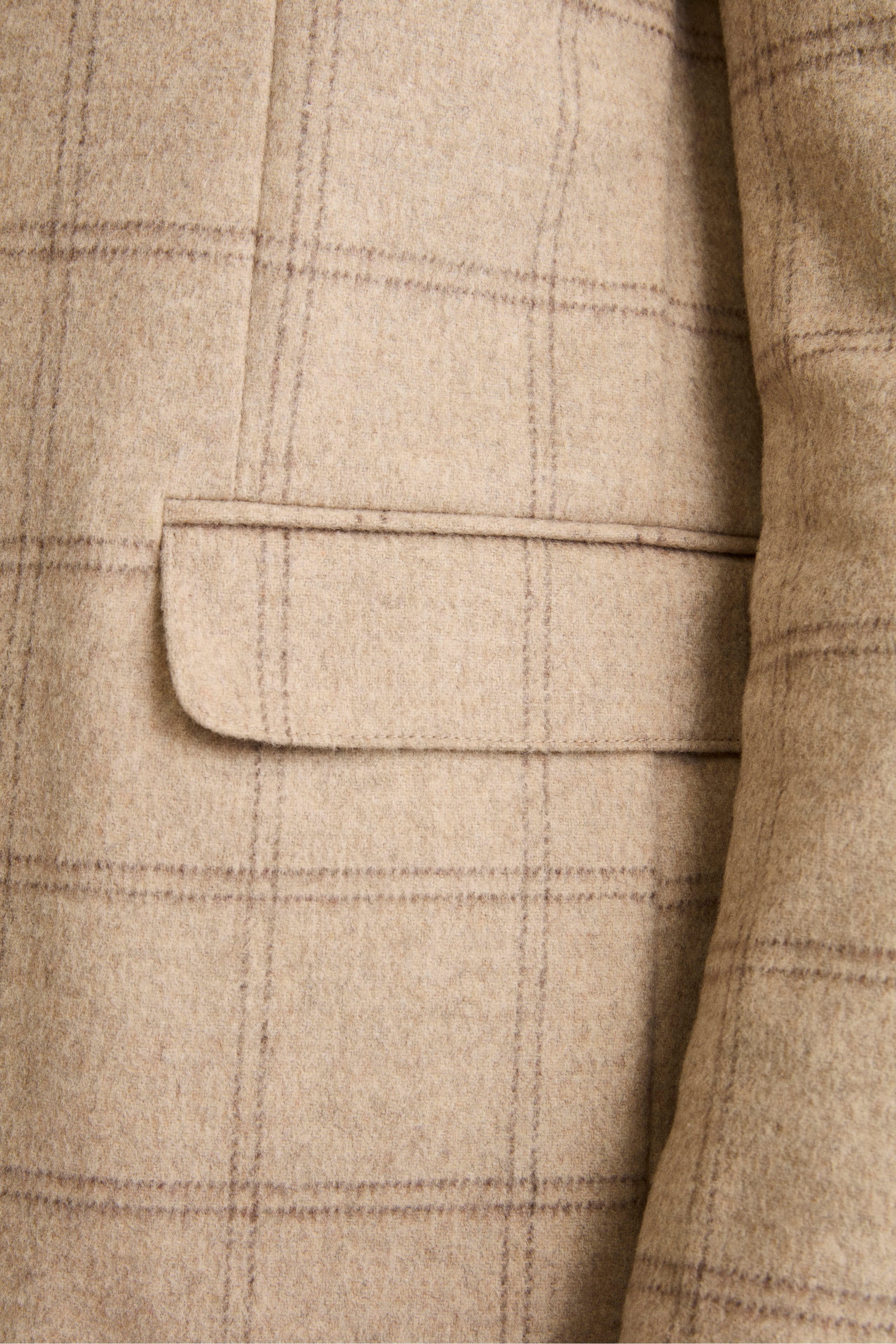Unstructured Check Jacket in Wool Blend - BEIGE
