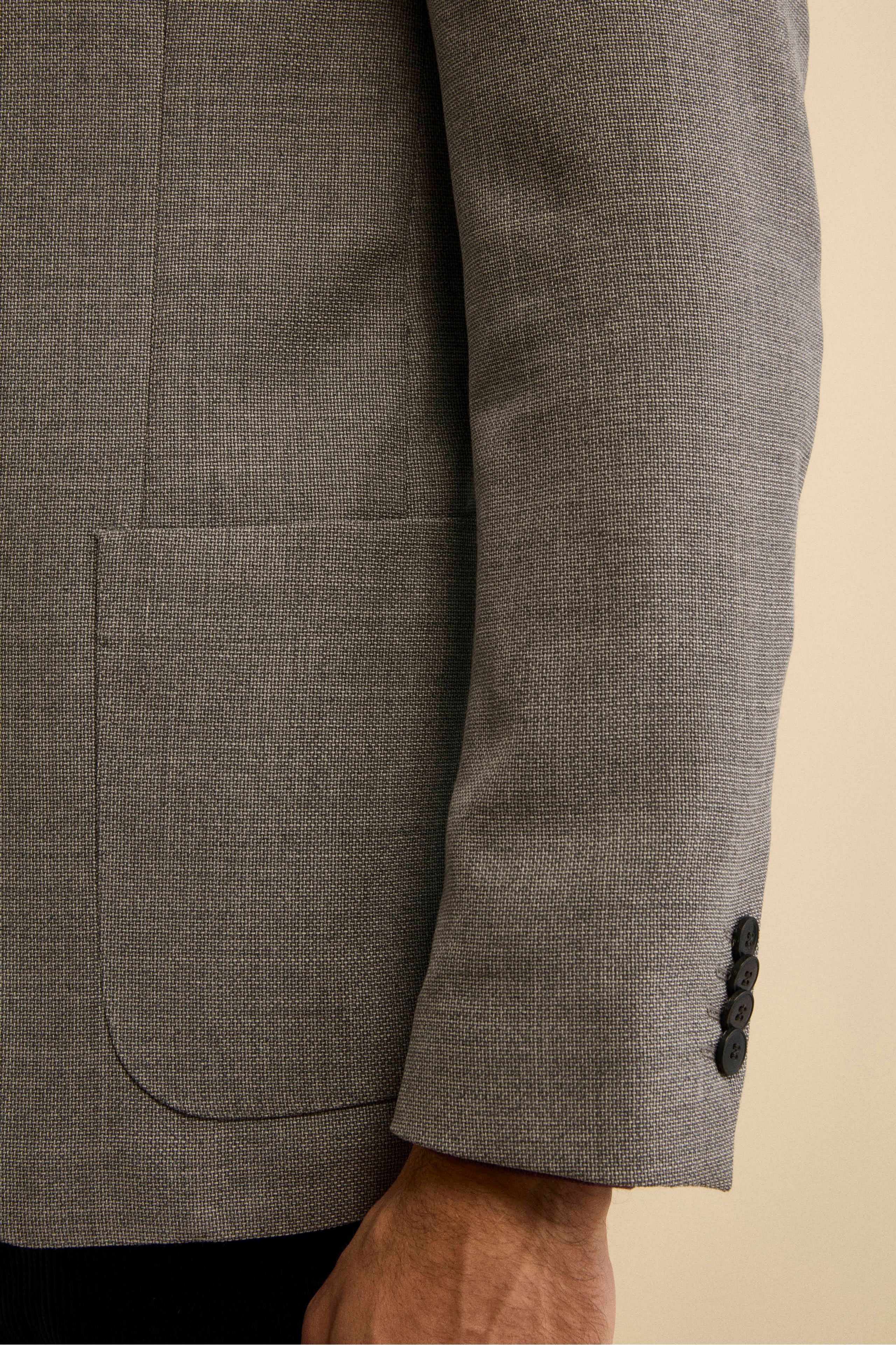Slim Fit Single-Breasted Jacket in Virgin Wool - Light grey