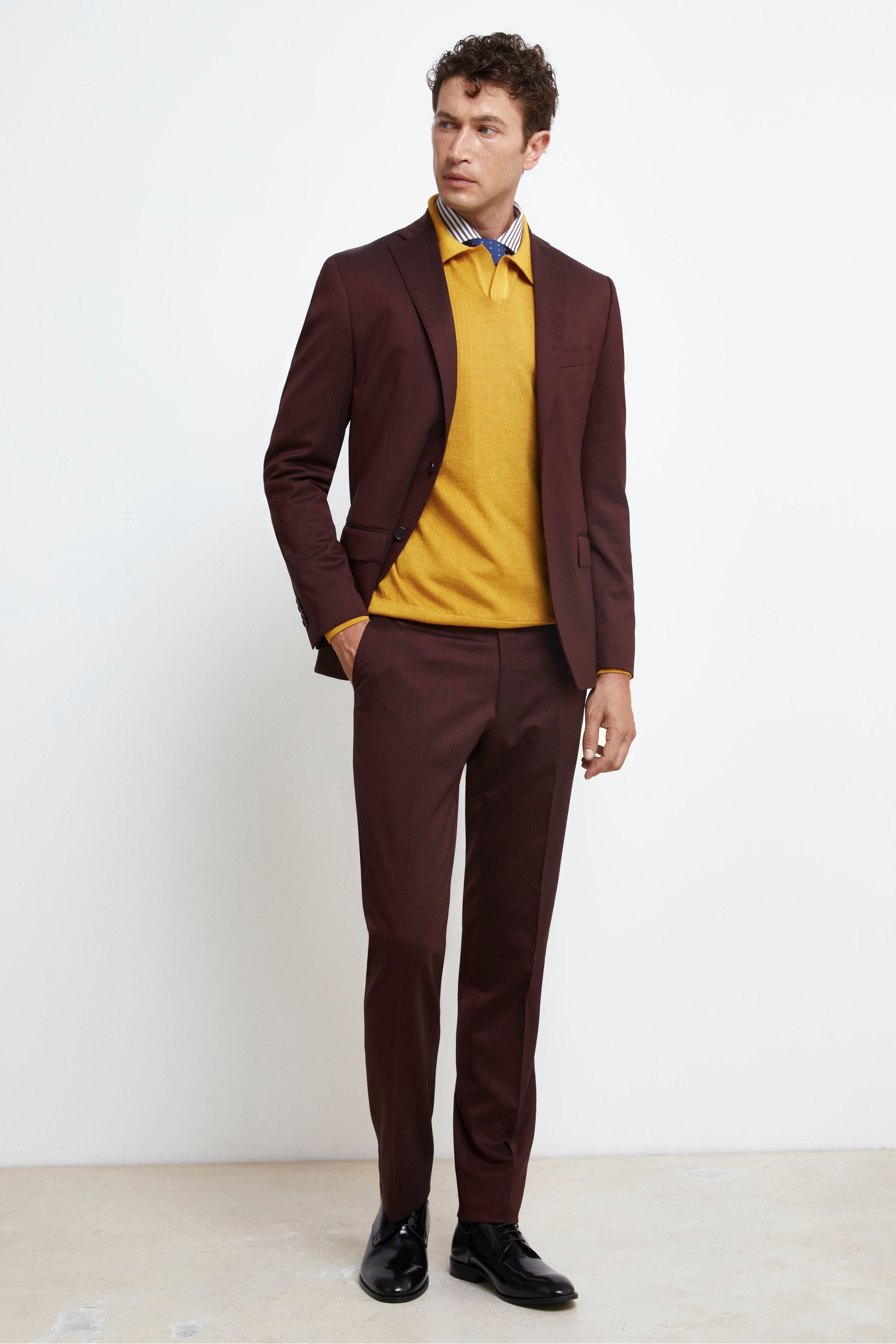 Abito Colorato Monopetto Slim Fit - BORDEAUX