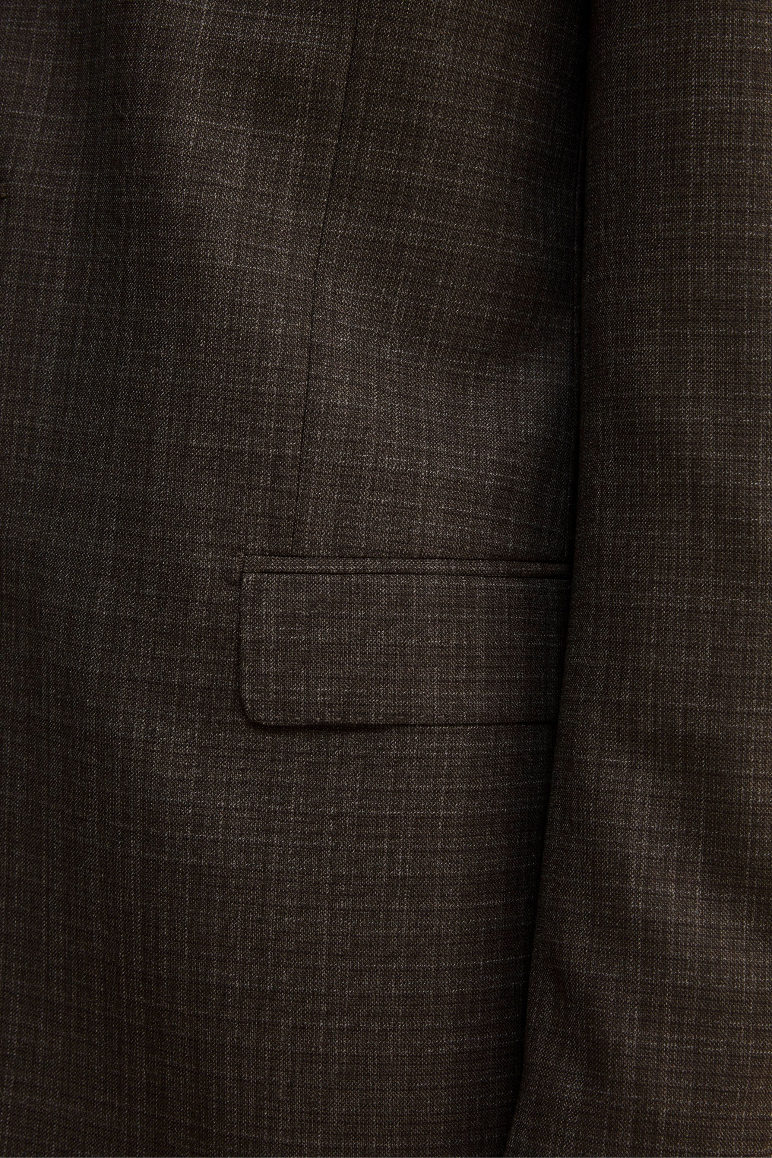 Single-Breasted Checked Comfort Fit Suit in Virgin Wool - Brown pattern