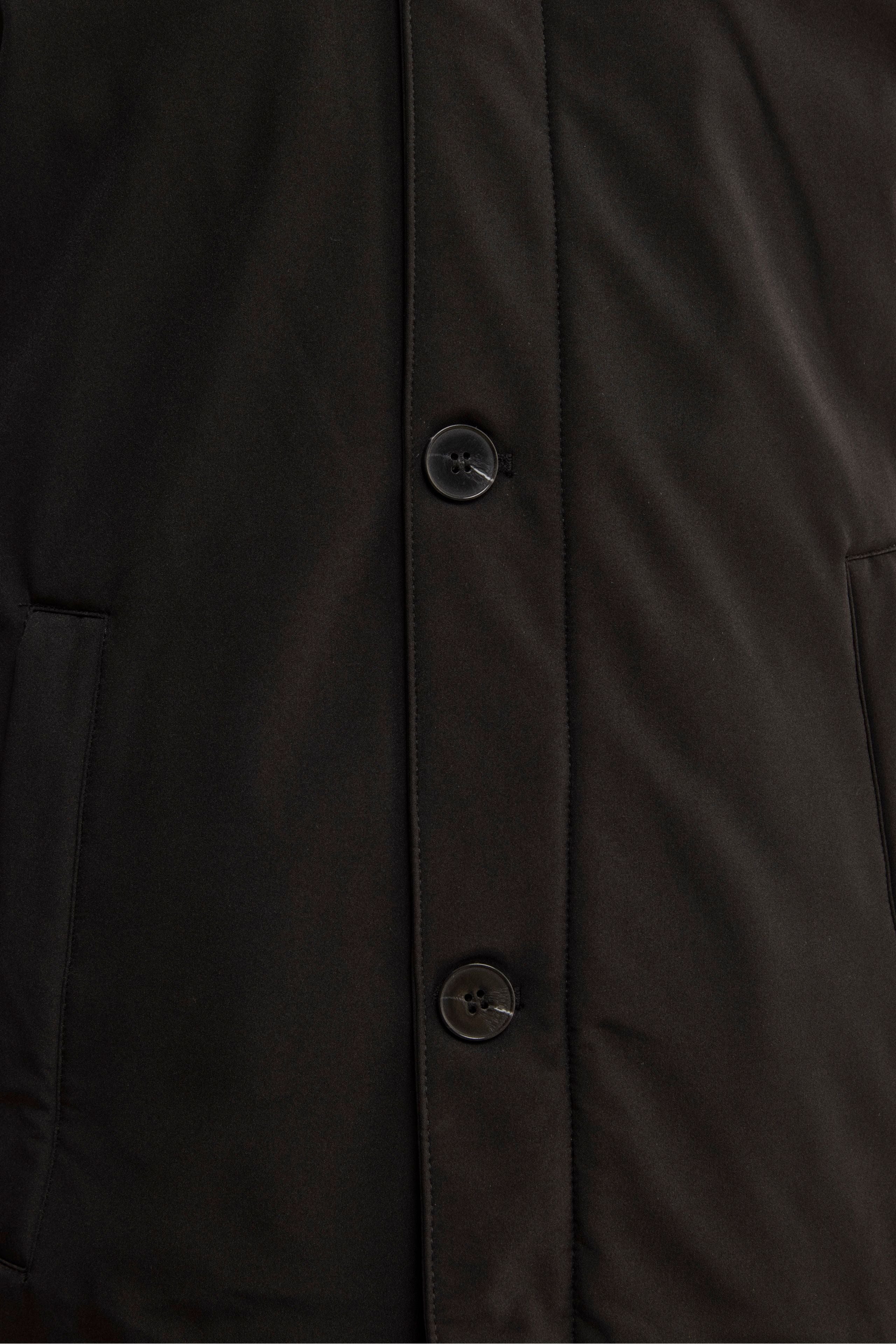 Winter Coat with Removable Bib and Detachable Hood - BLACK