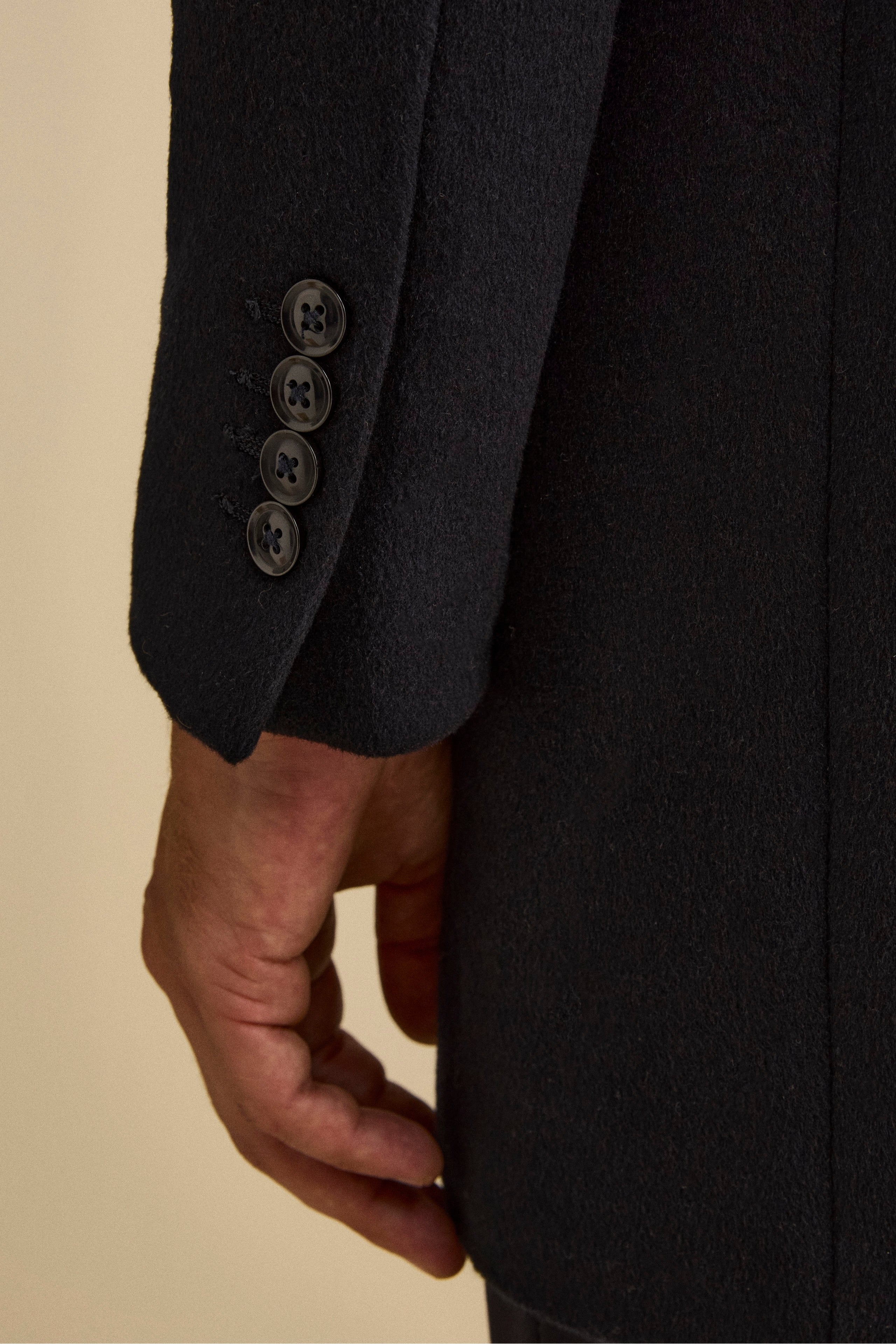 Wool-Blend Lined Coat with Bib - BLUE