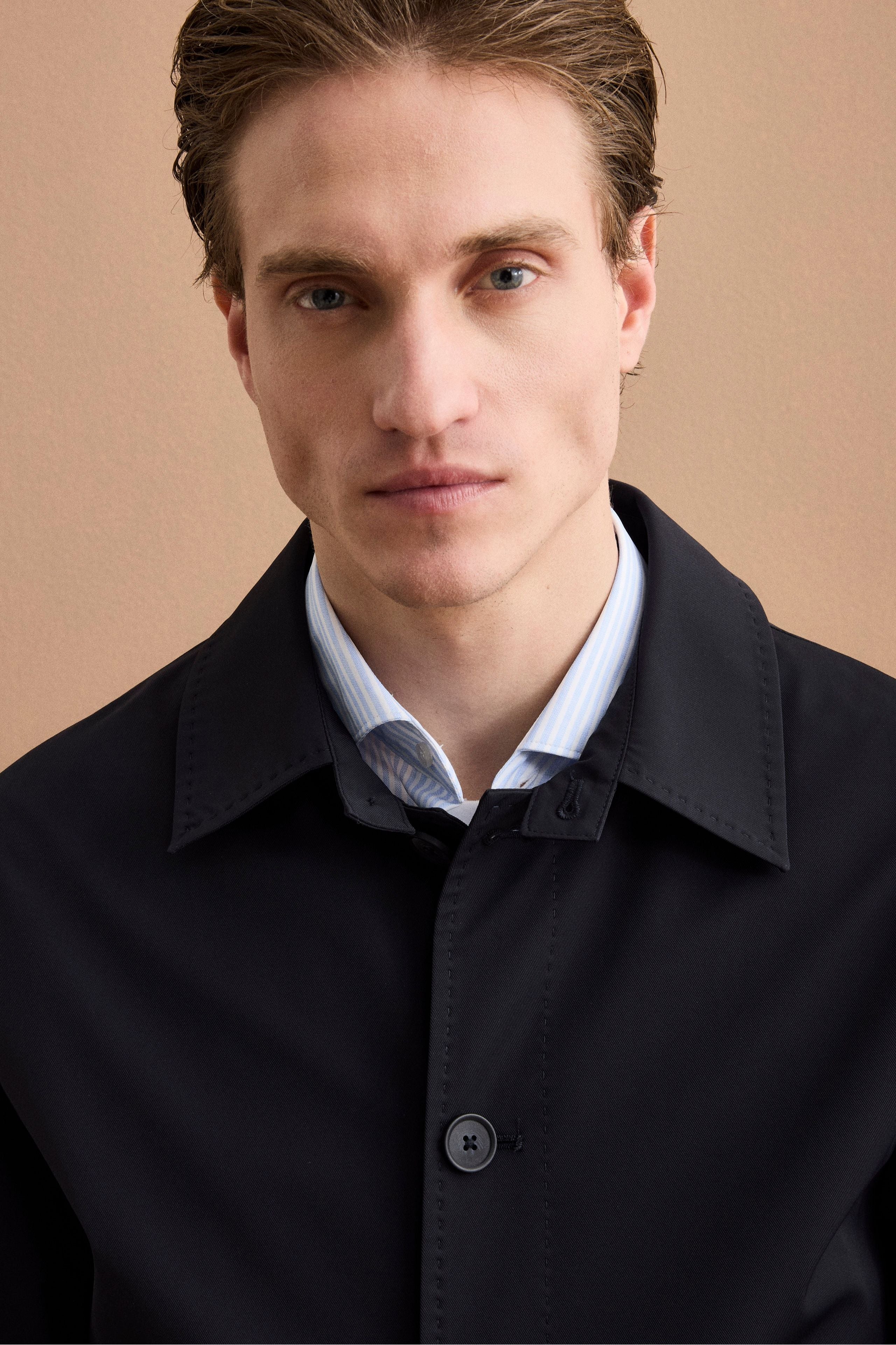 Herren Kurzer Wasserdichter Gefütterter Trenchcoat - BLAU