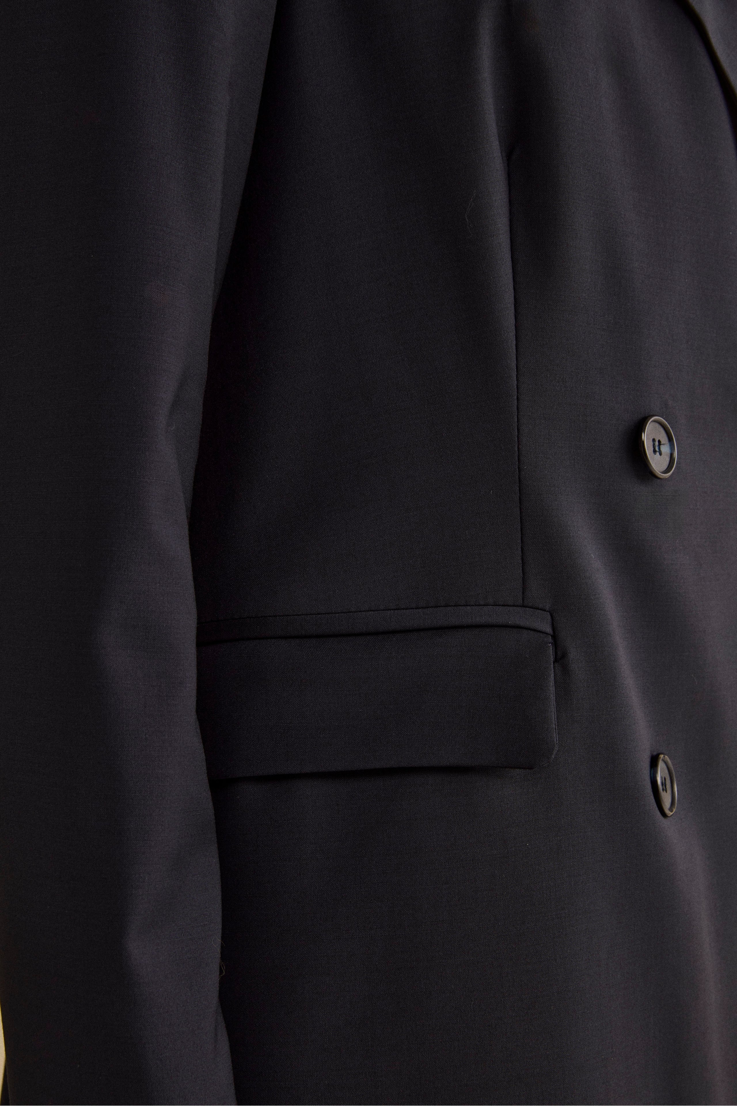 Double-Breasted Virgin Wool Suit with Peak Lapel - BLUE