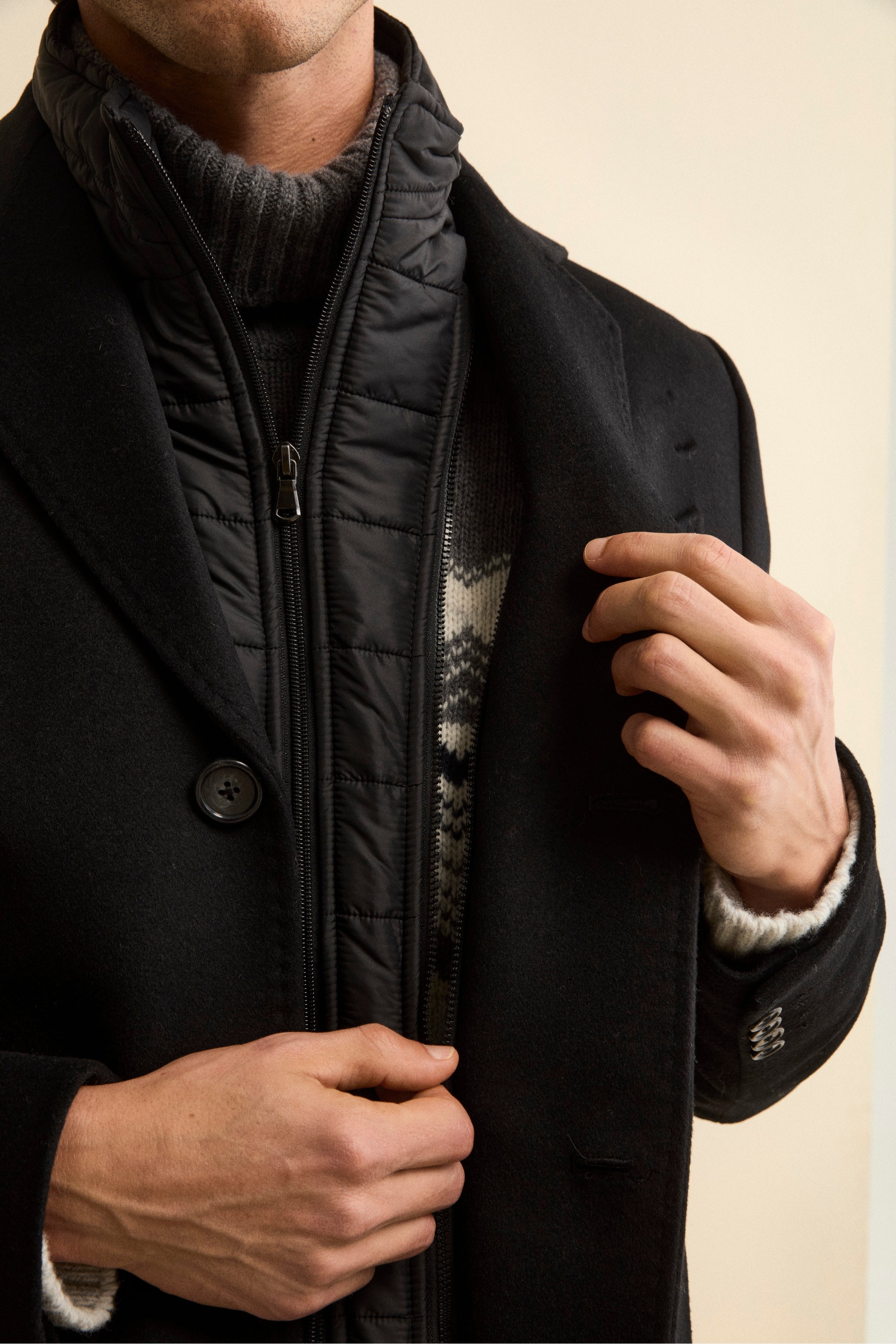 Wool and cashmere coat - BLACK