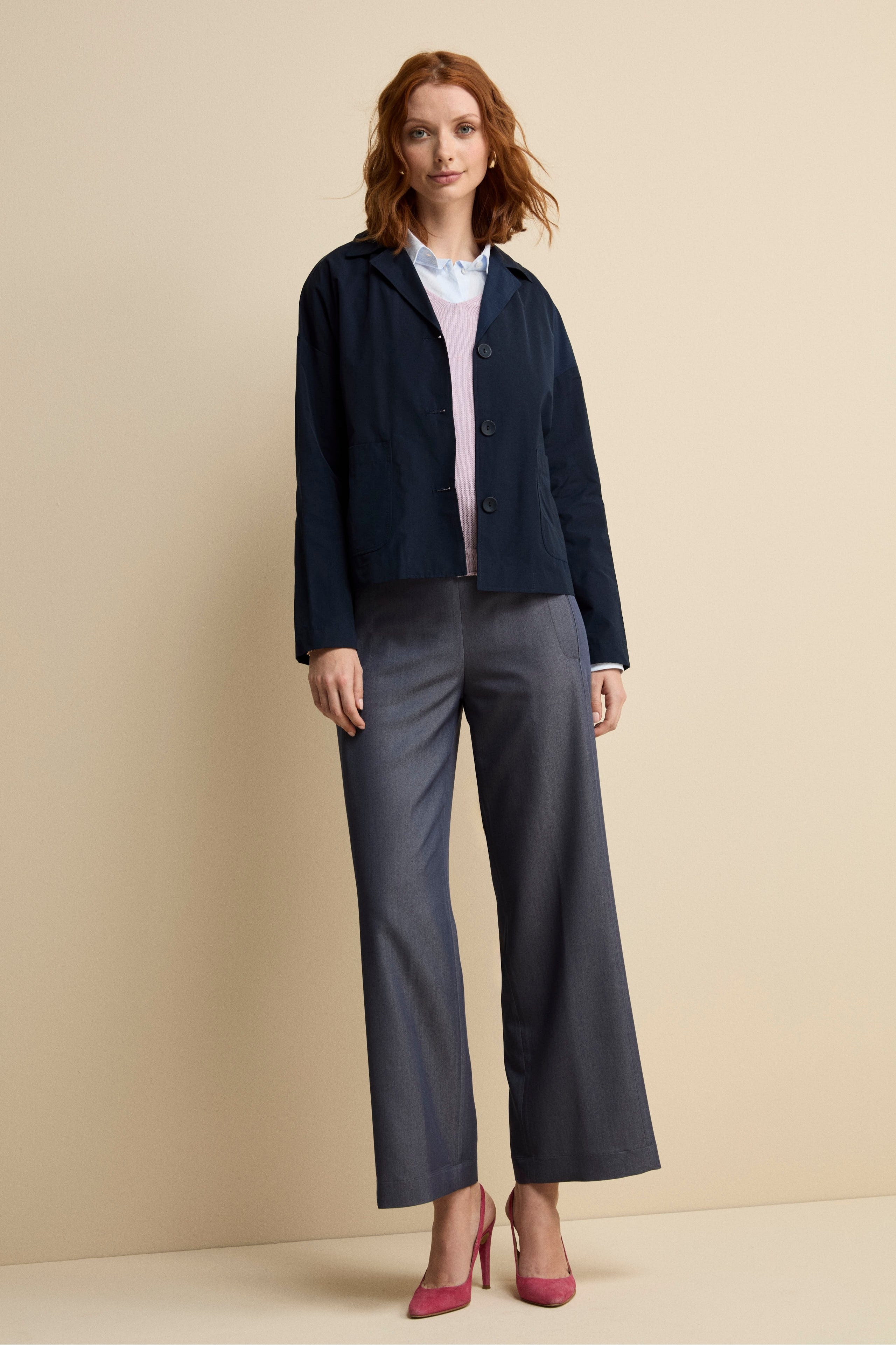 Giacca Impermeabile Sfoderata in Misto Cotone - BLU