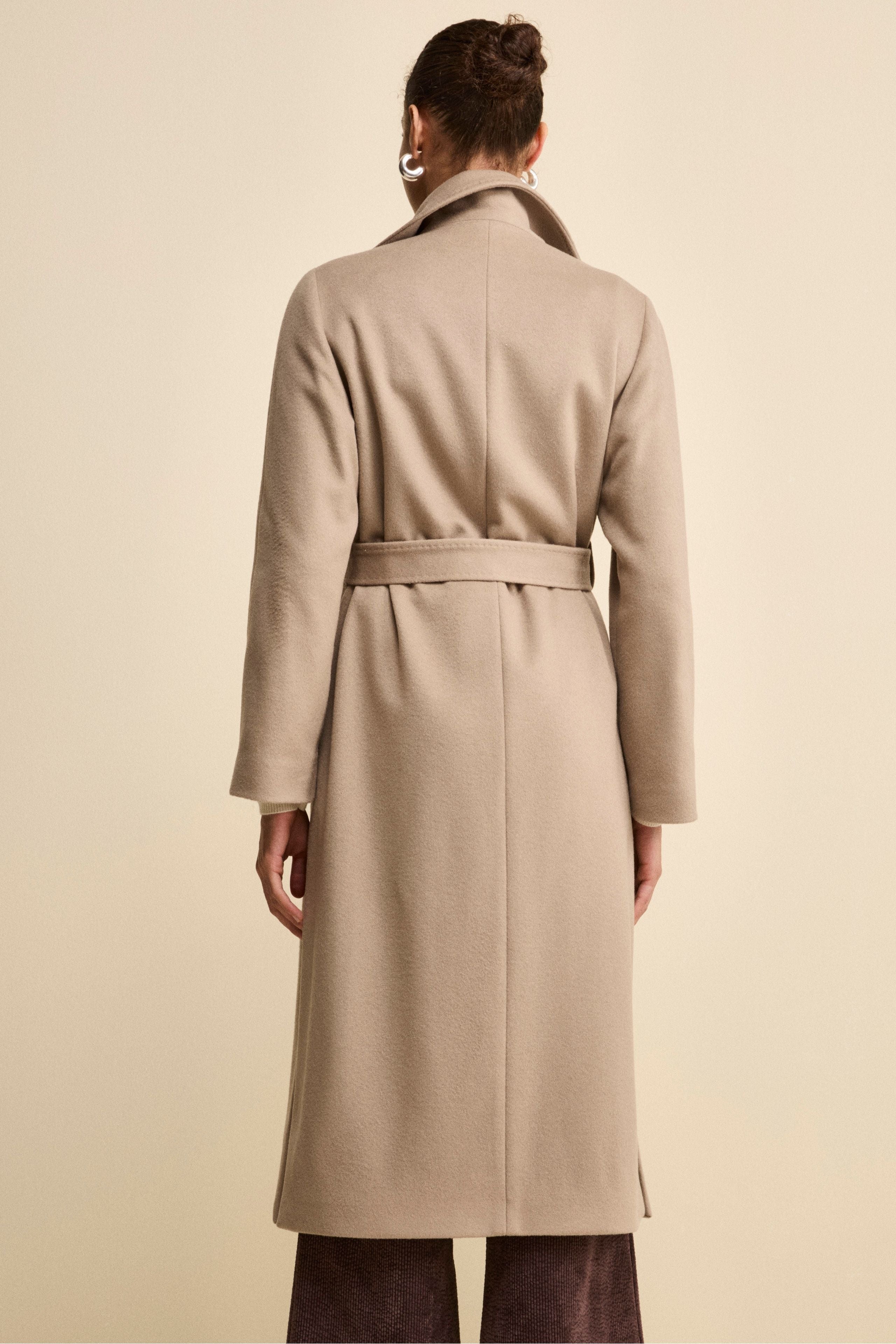 Long coat in wool and cashmere - Brown