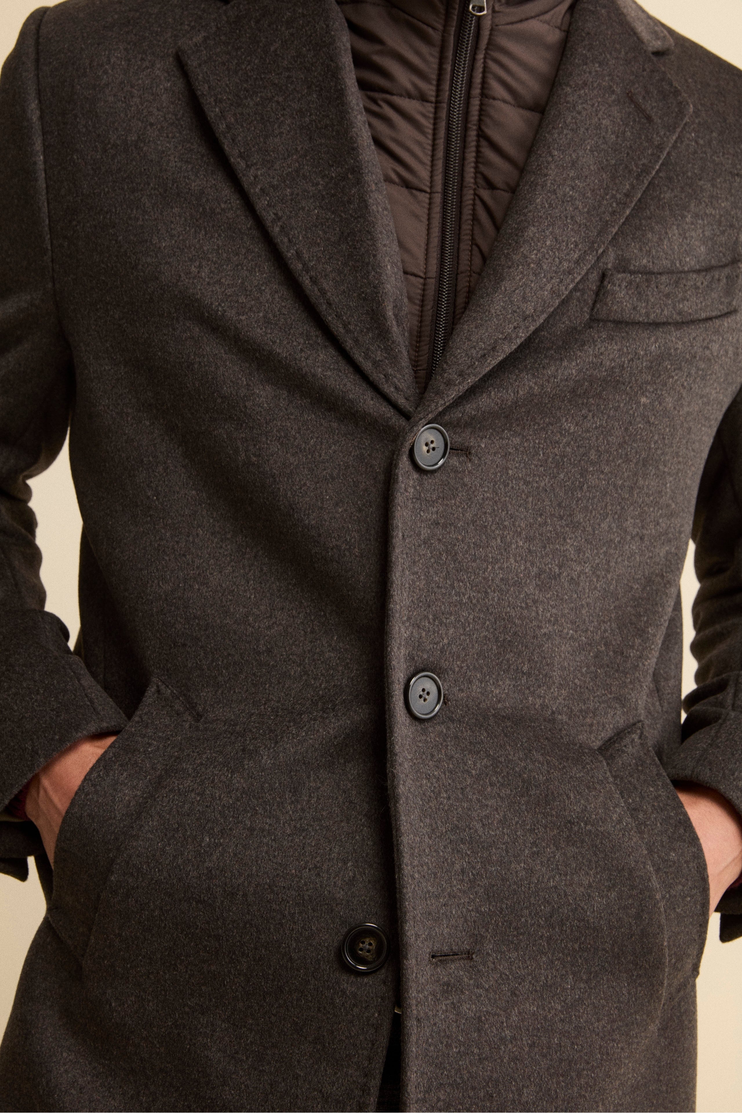 Wool and cashmere coat - brown