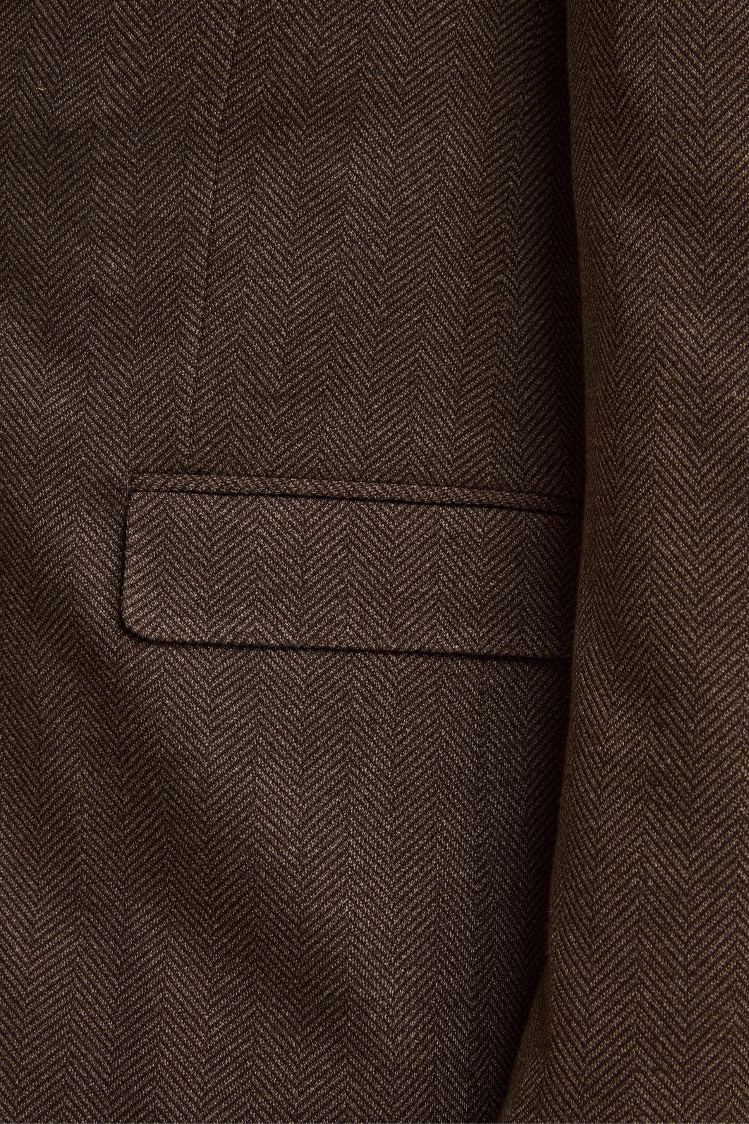 Single-Breasted Regular Fit Jacket with Notch Lapels - Dark brown