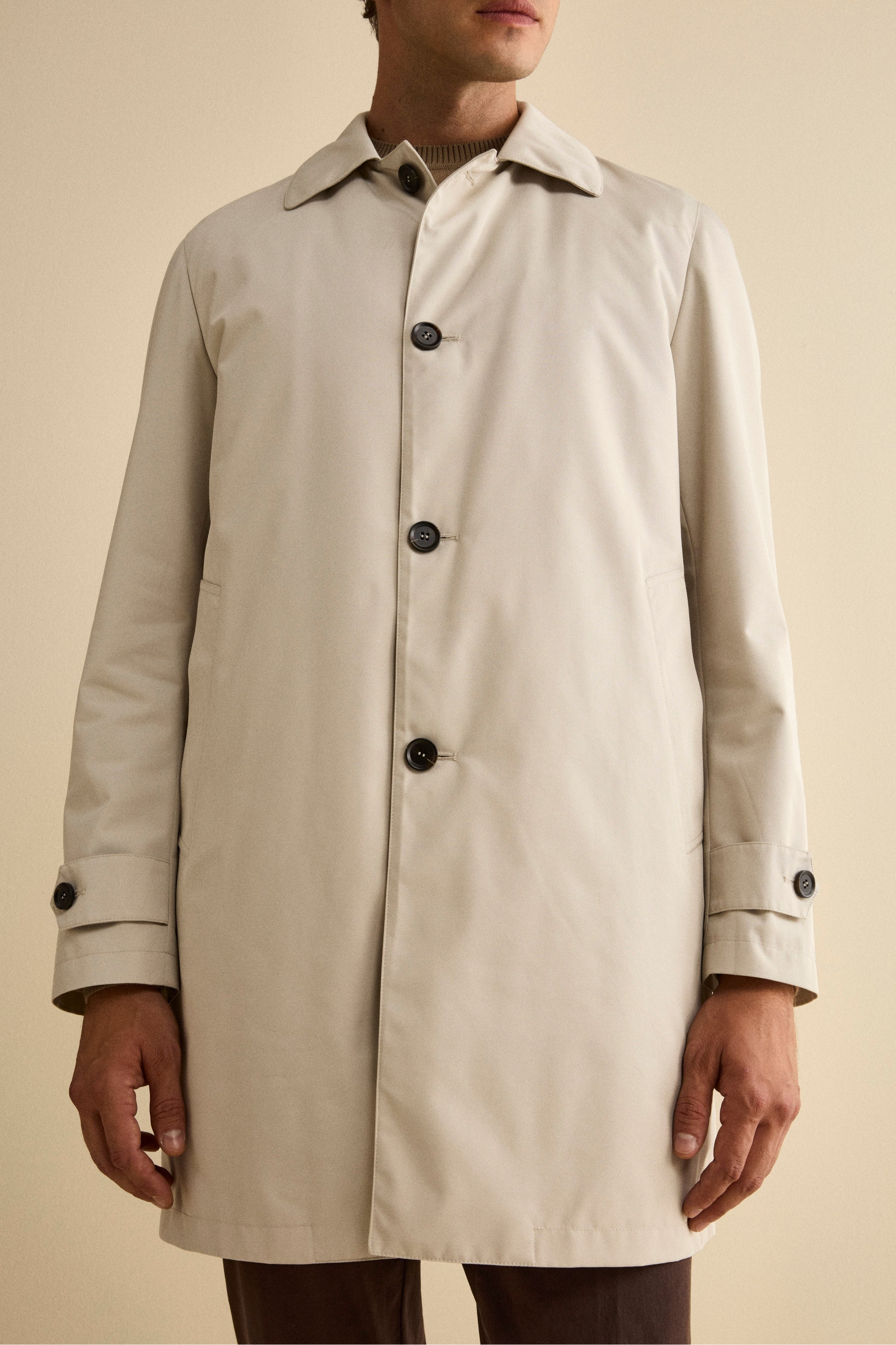 Quilted Winter Midi Raincoat - Light grey