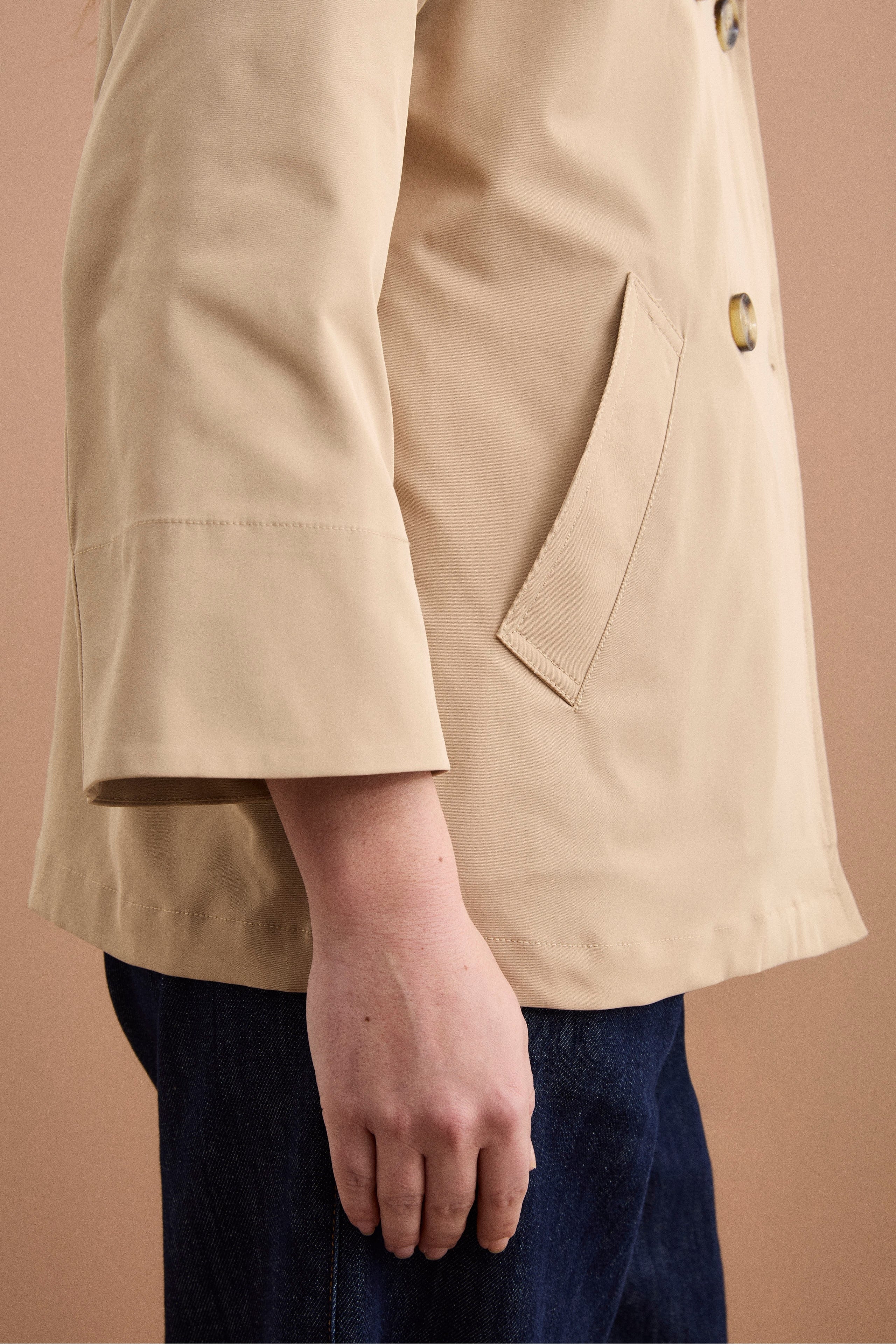 Trench Corto Doppiopetto Oversize - BEIGE