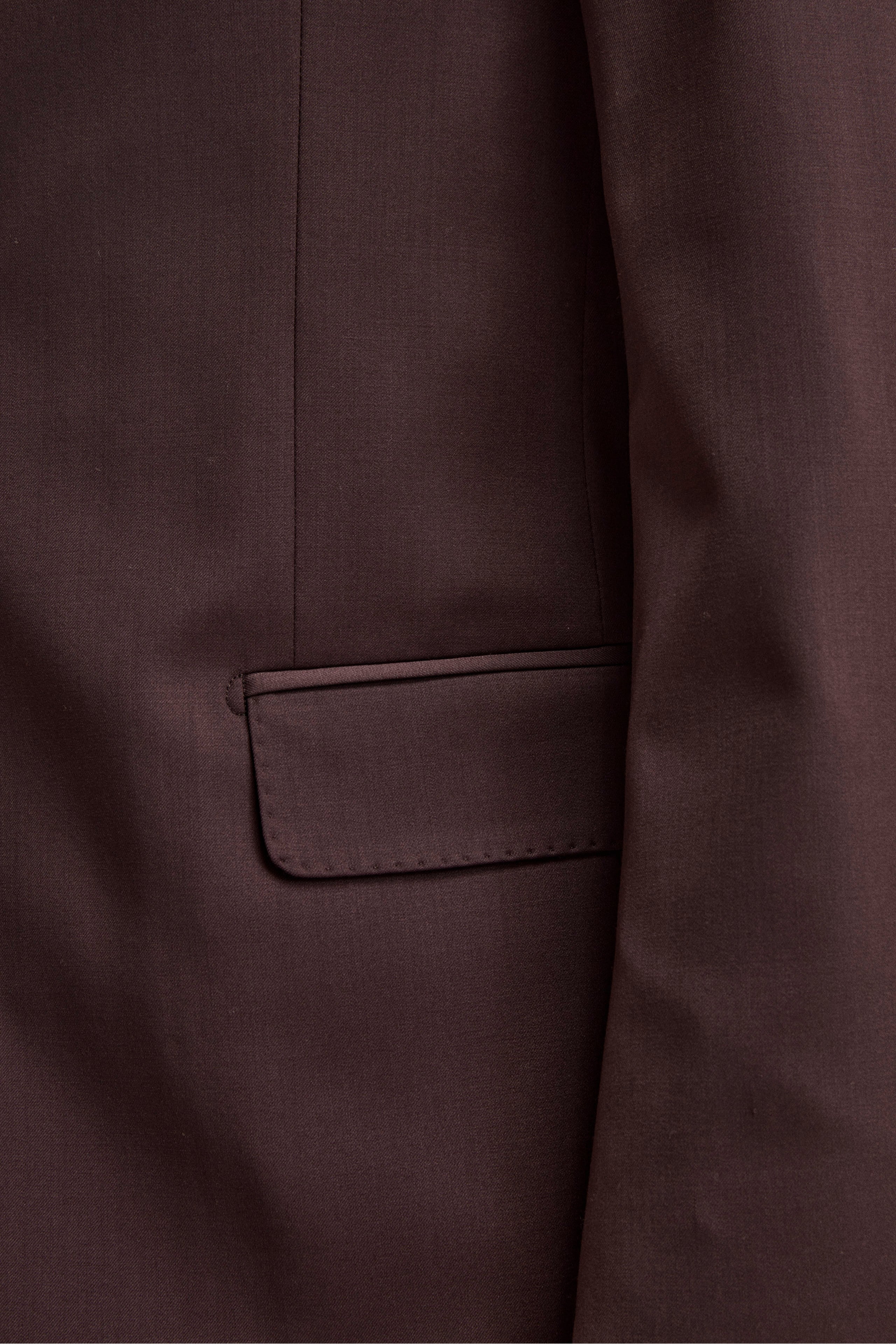 Regular-Fit Single-Breasted Suit in Virgin Wool with Notch Lapels - Burgundy