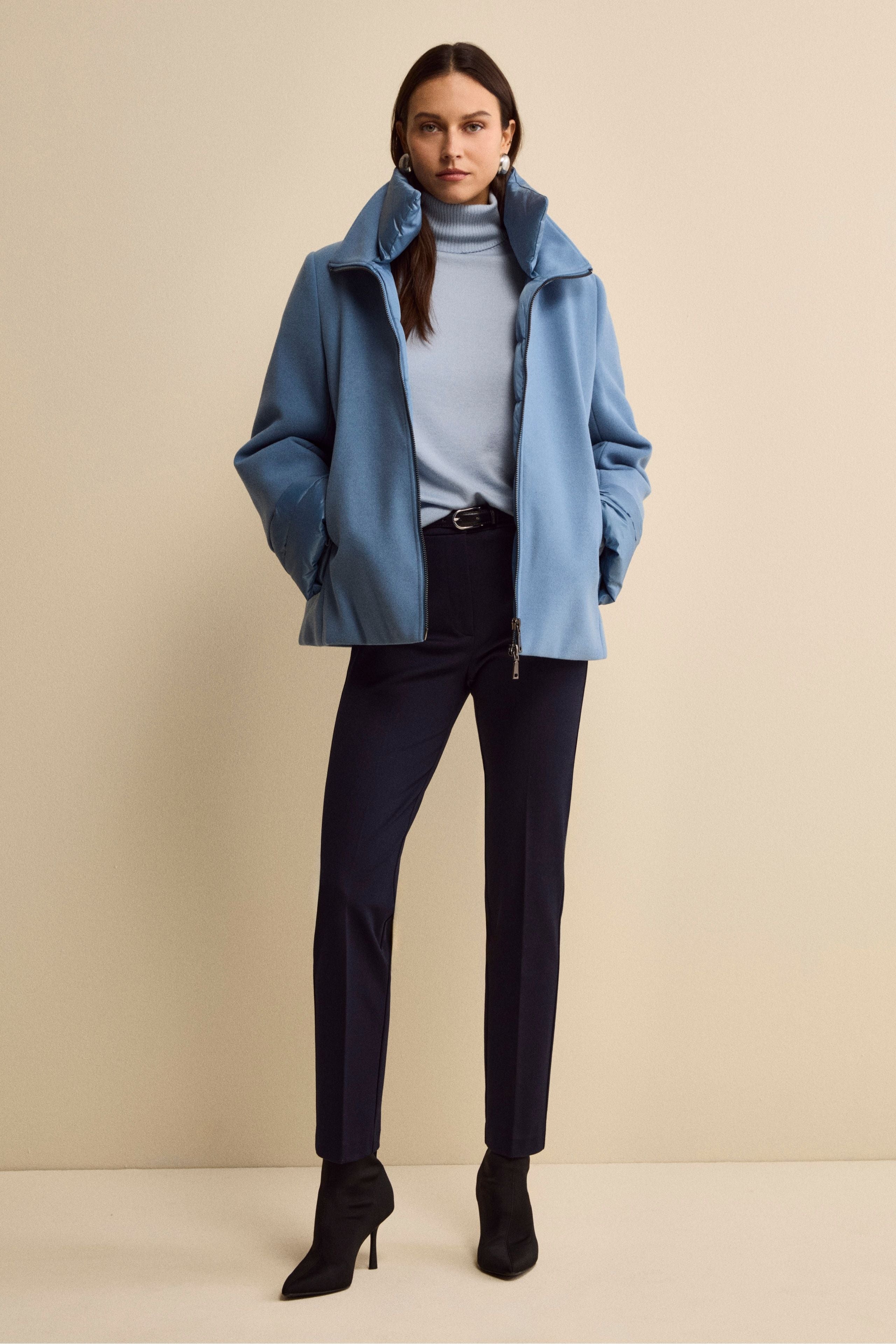 Giubbotto Imbottito Svasato con Zip - DENIM