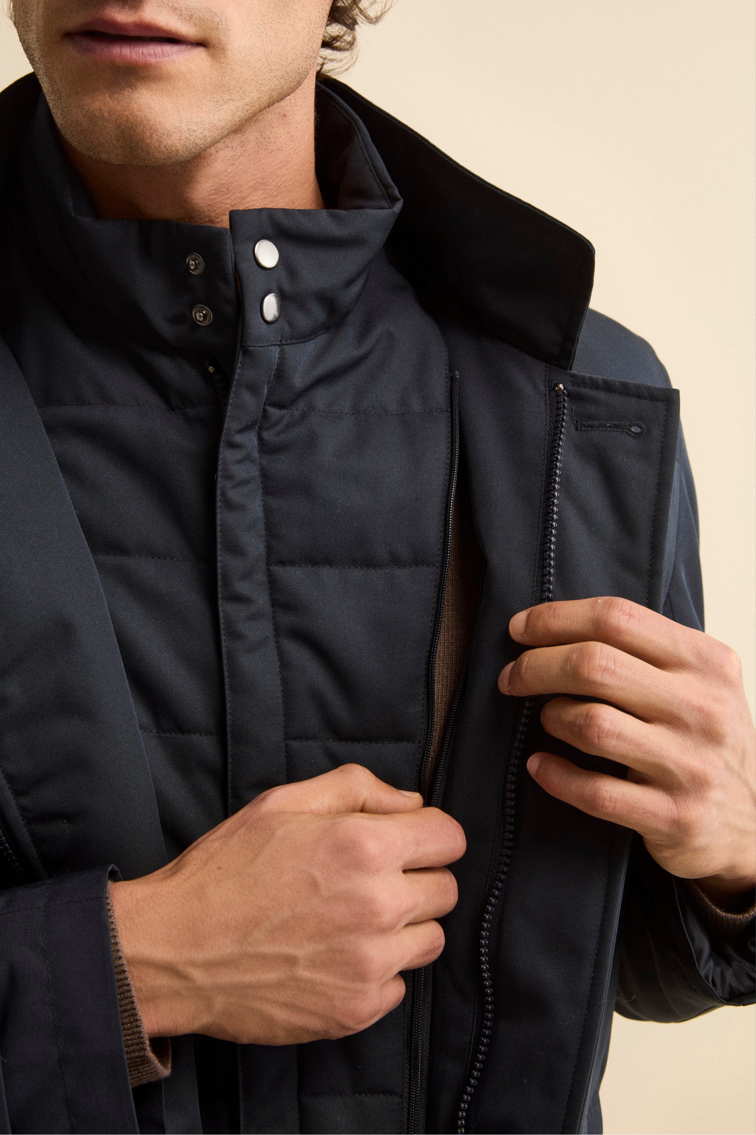 Raincoat with placket - BLUE