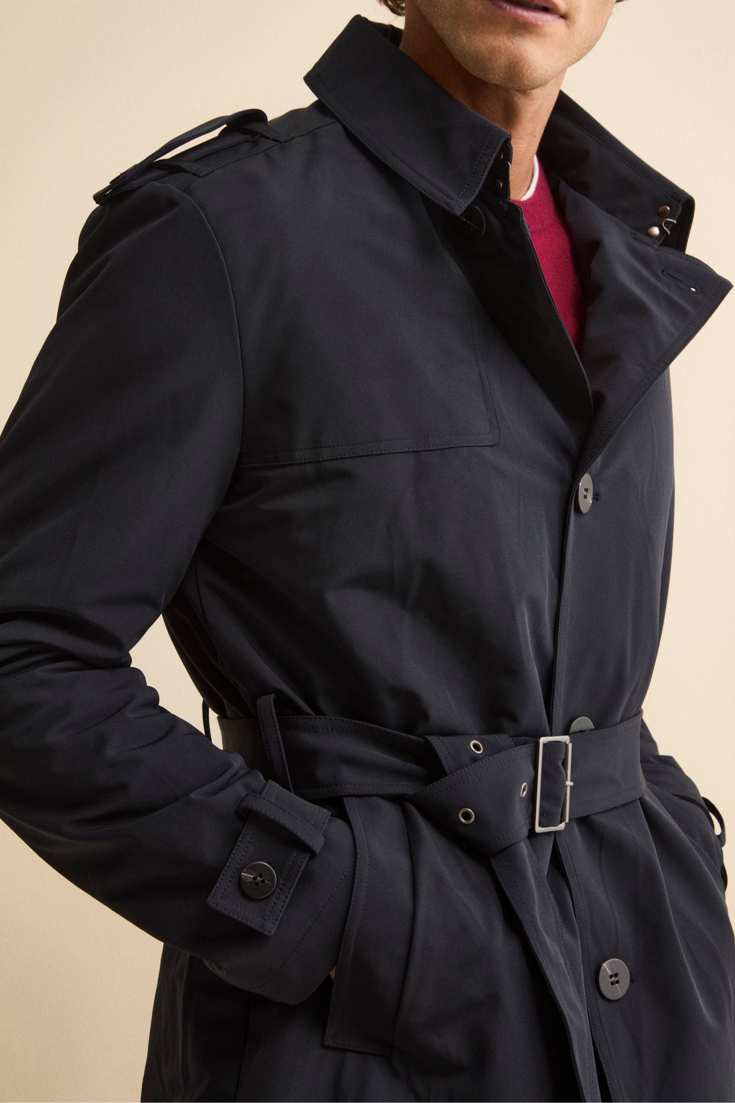 Imperméable Matelassé avec Ceinture - BLEU