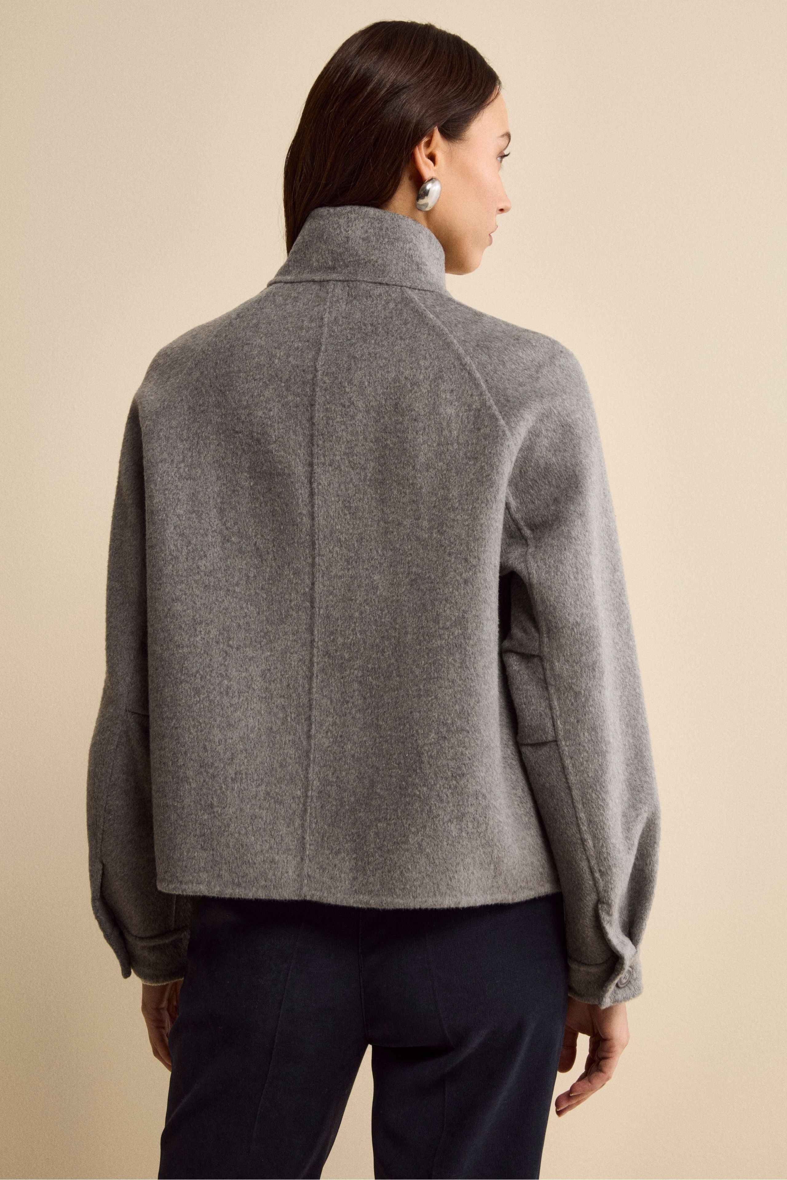 Unlined Wool Blend Bomber - GREY