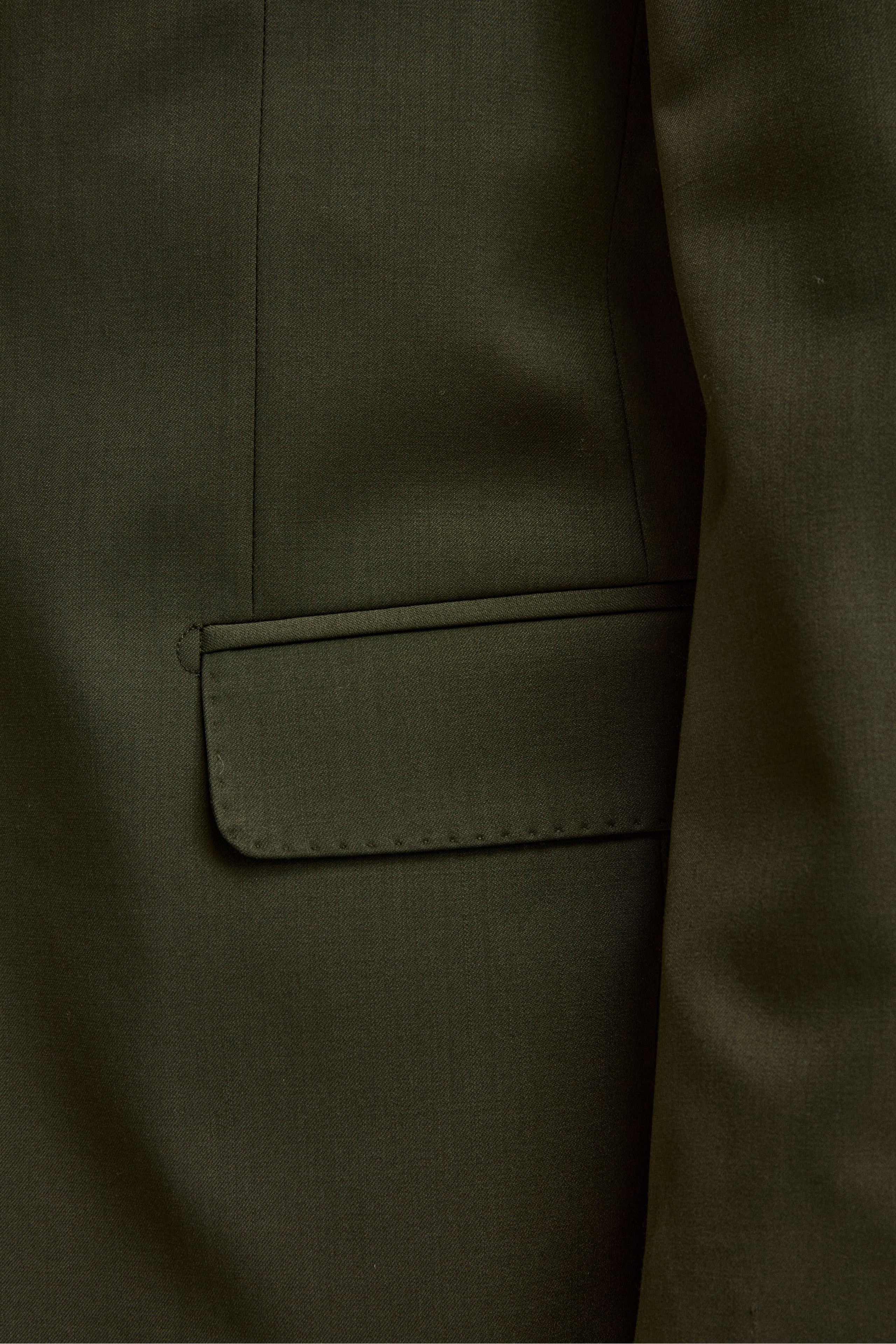 Lined Single-Breasted Wool Suit Slim Fit - Green